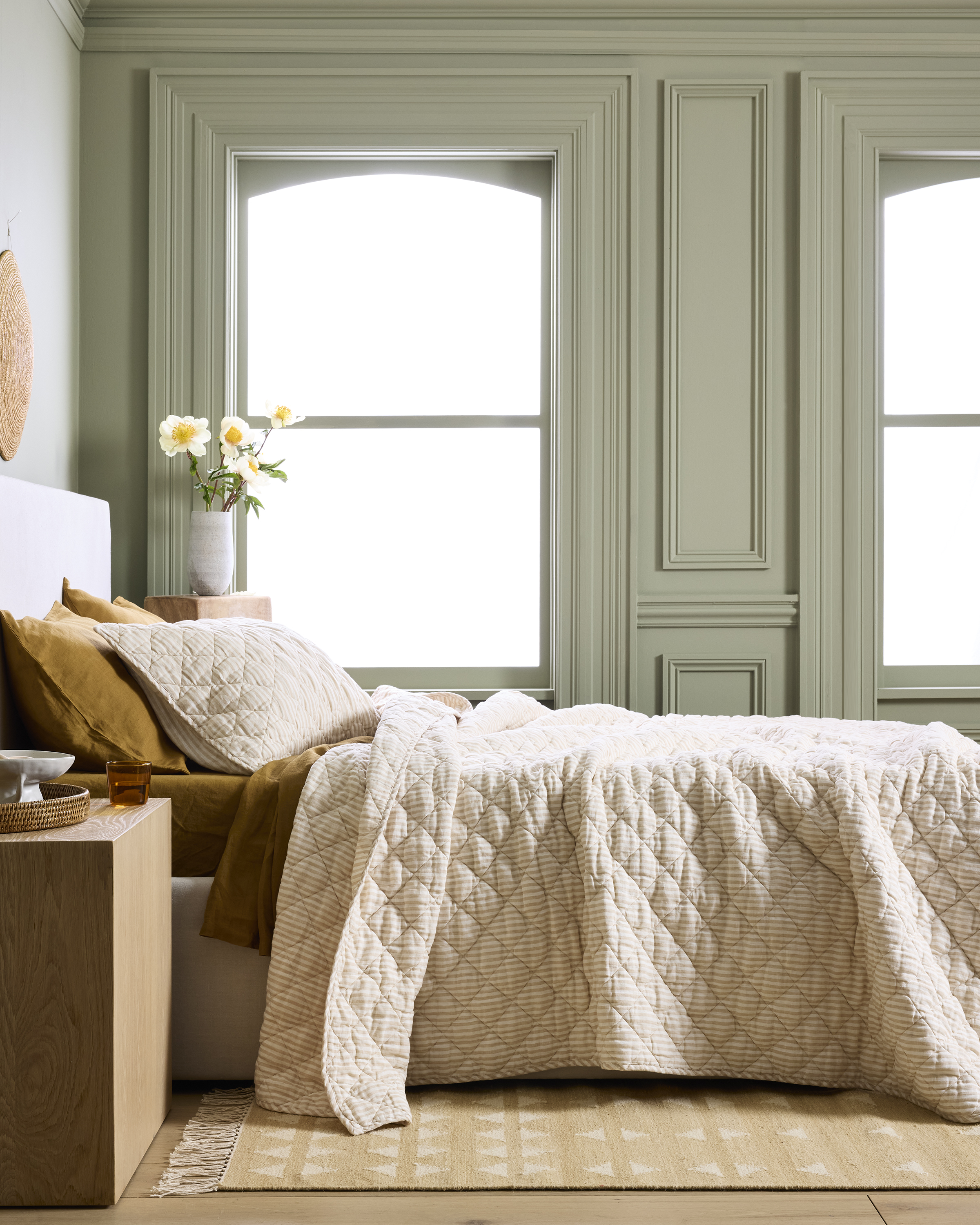 Natural/White Stripe European Linen Stripe Quilt 