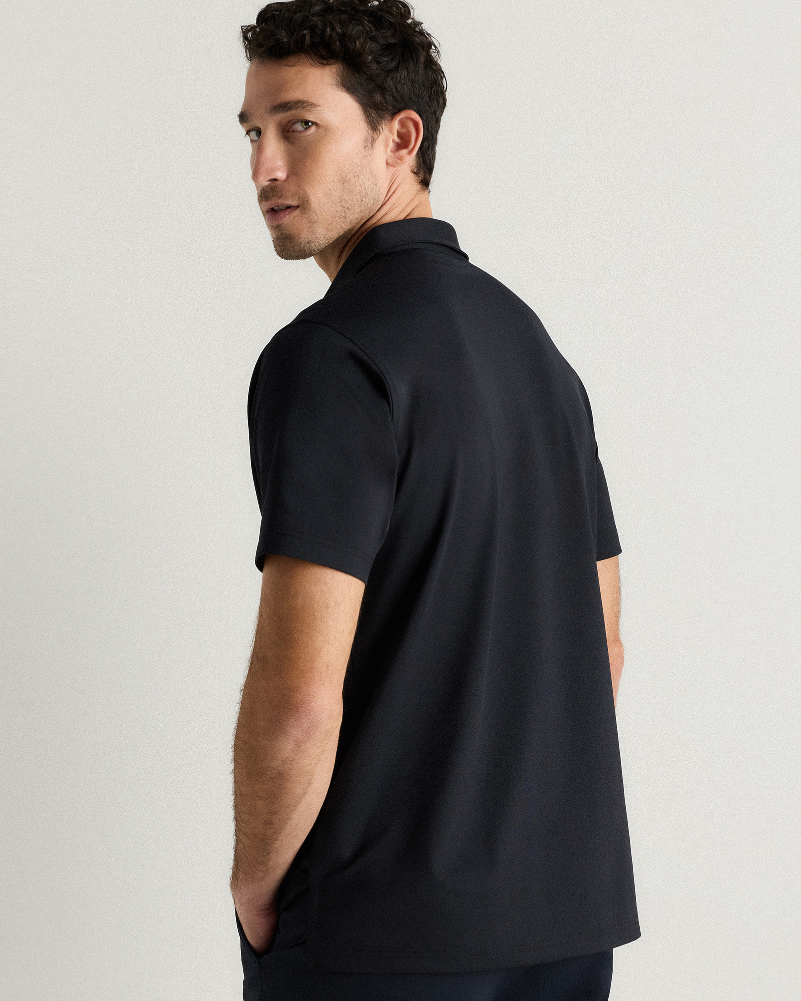 Performance Mesh Golf Polo in Black