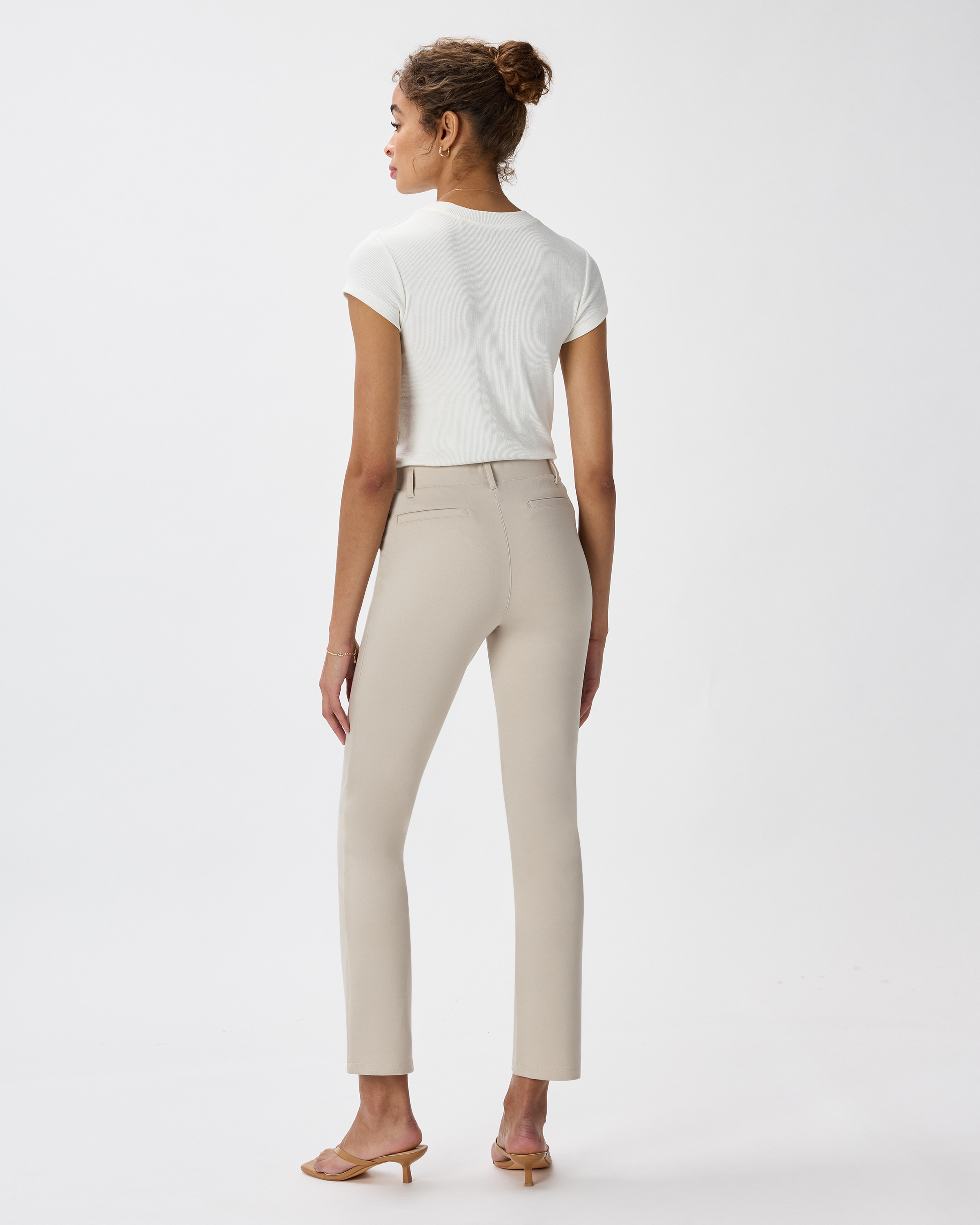Ultra-Stretch Ponte Straight Leg Pants in Ecru