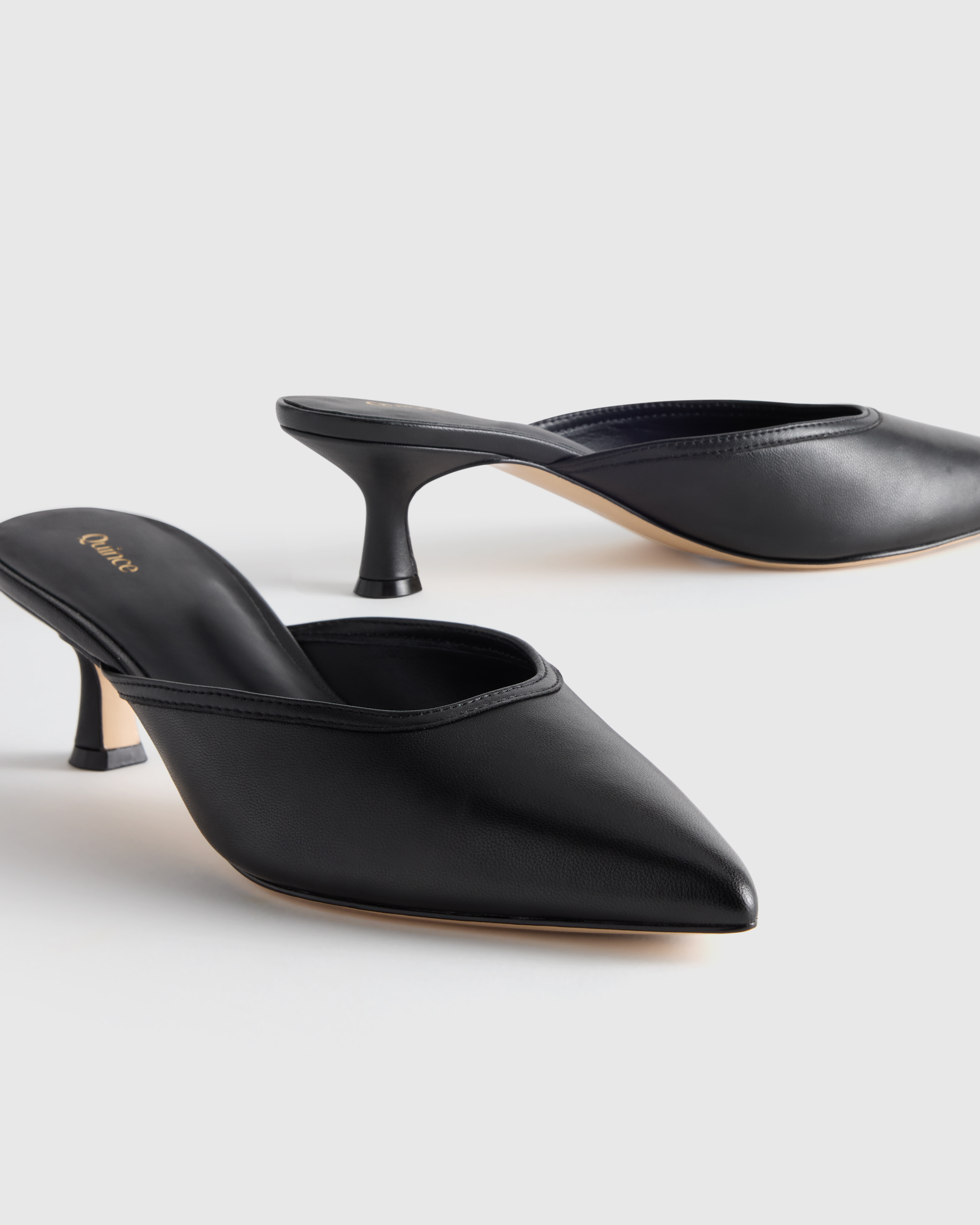 Italian Leather 55mm Kitten Heel Mule in Black