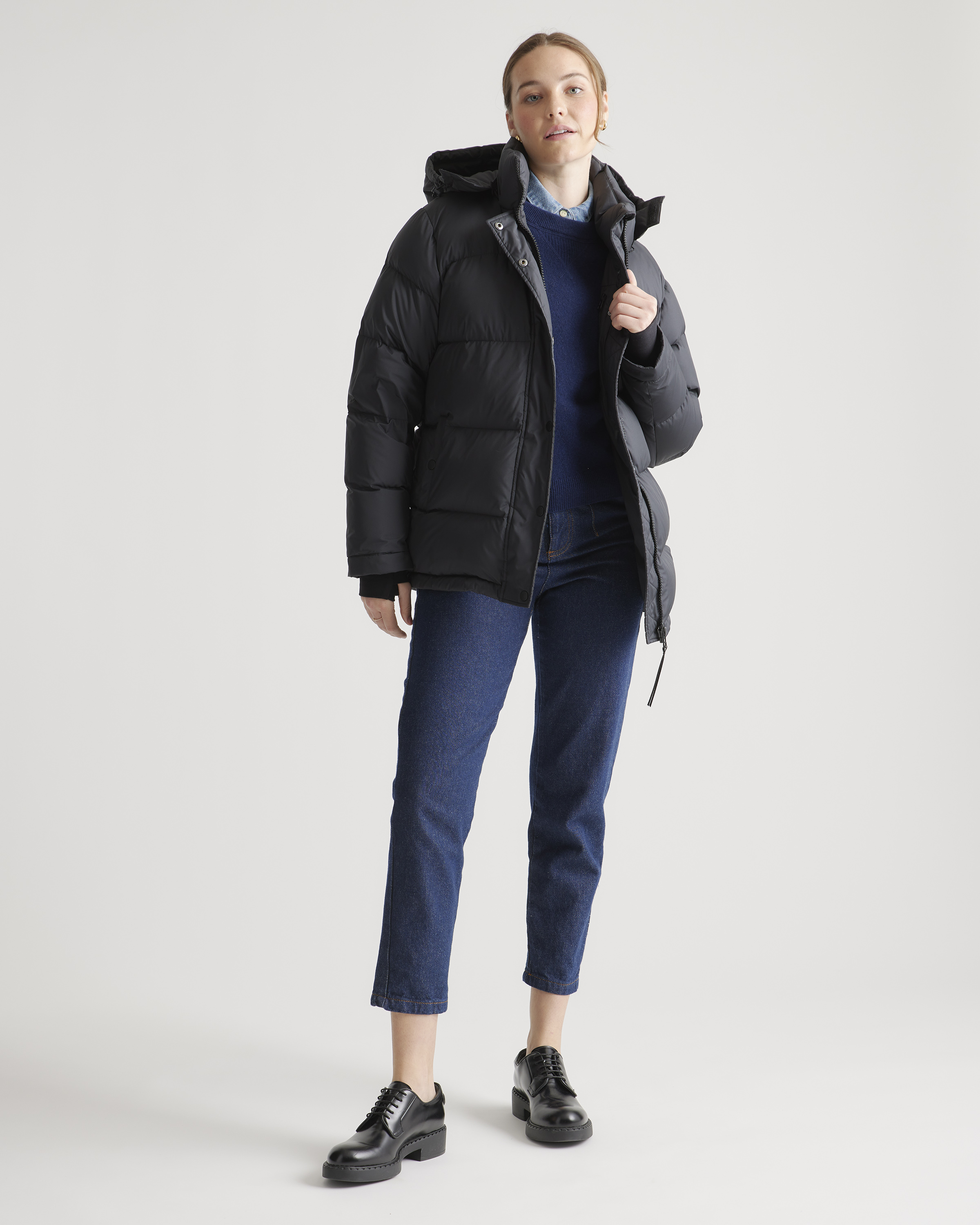 ジャケット・アウター Washed Down Puffer Jacket Womens Aqua Black Down Full Zip Puffer Jacket S * | eBay