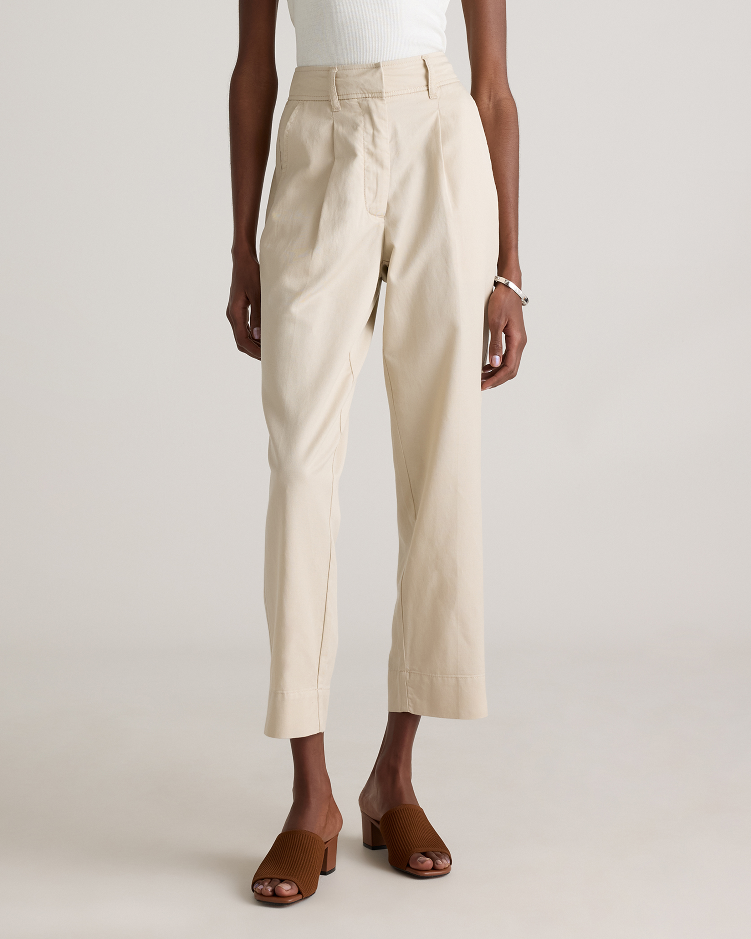 Quince Women's Drapey Twill Tapered Trouser In Oatmilk