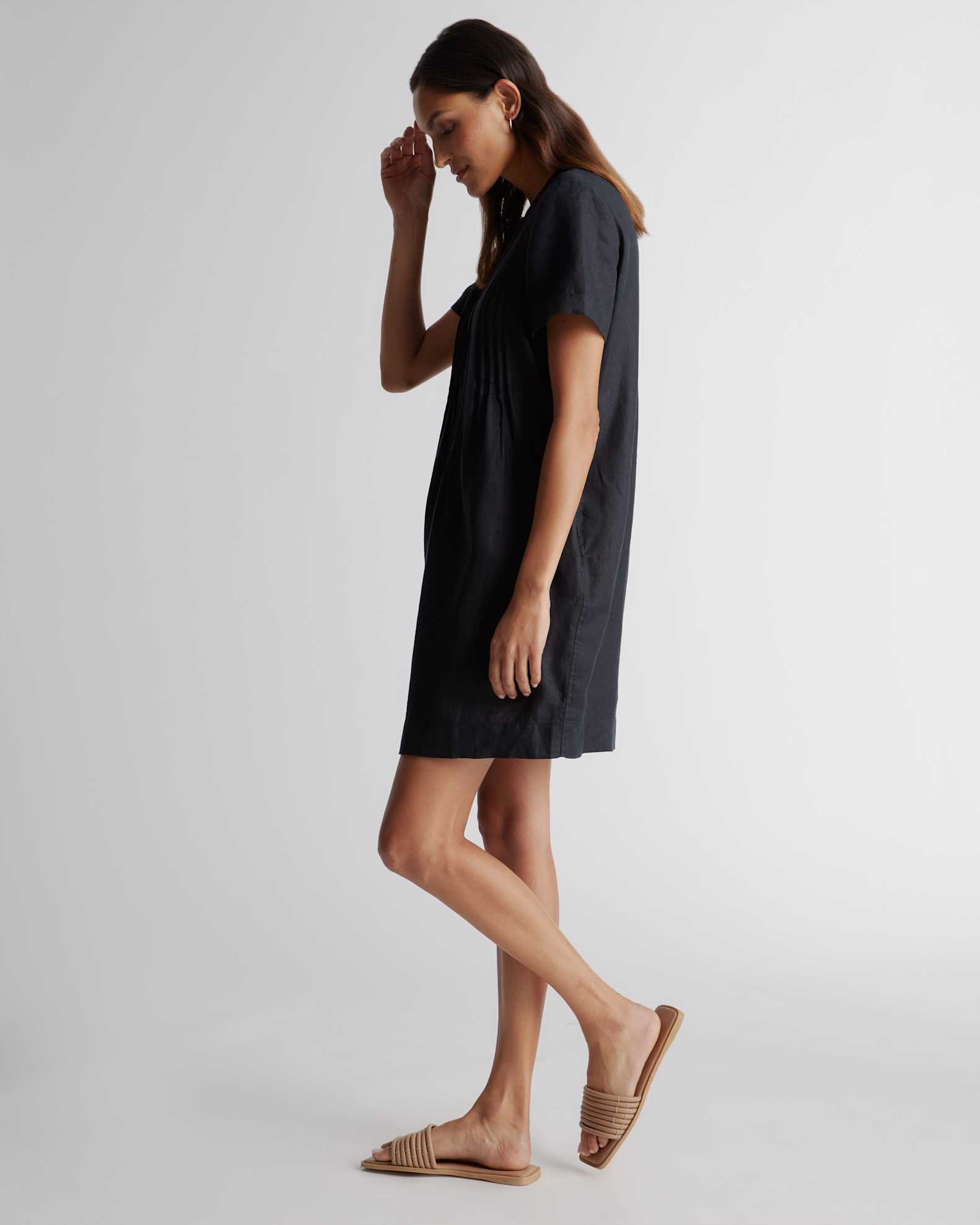 100% European Linen Short Sleeve Swing Dress 100% European Linen Short Sleeve Swing Dress