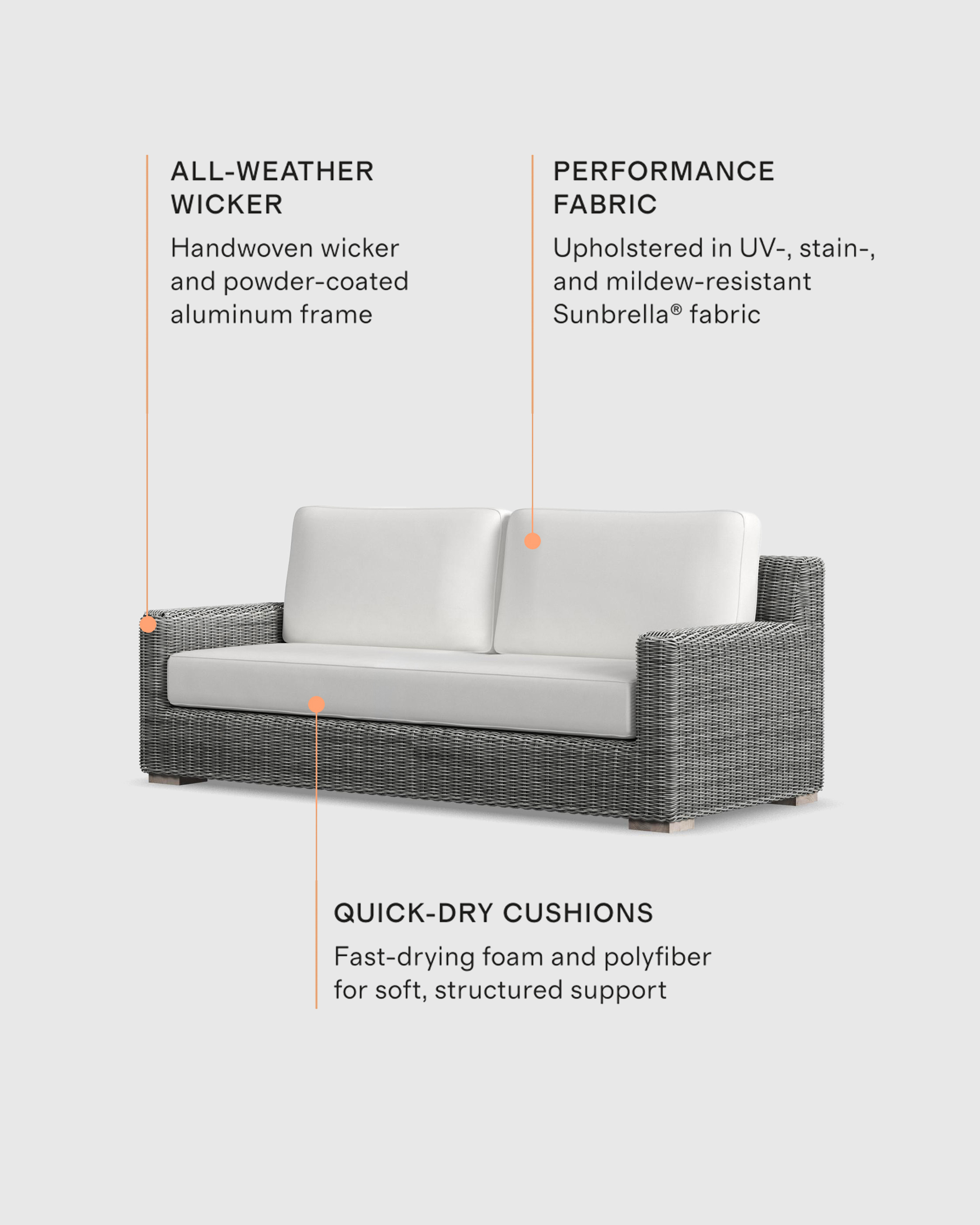 Classic All-Weather Wicker Outdoor Sofa - Thumbnail 4