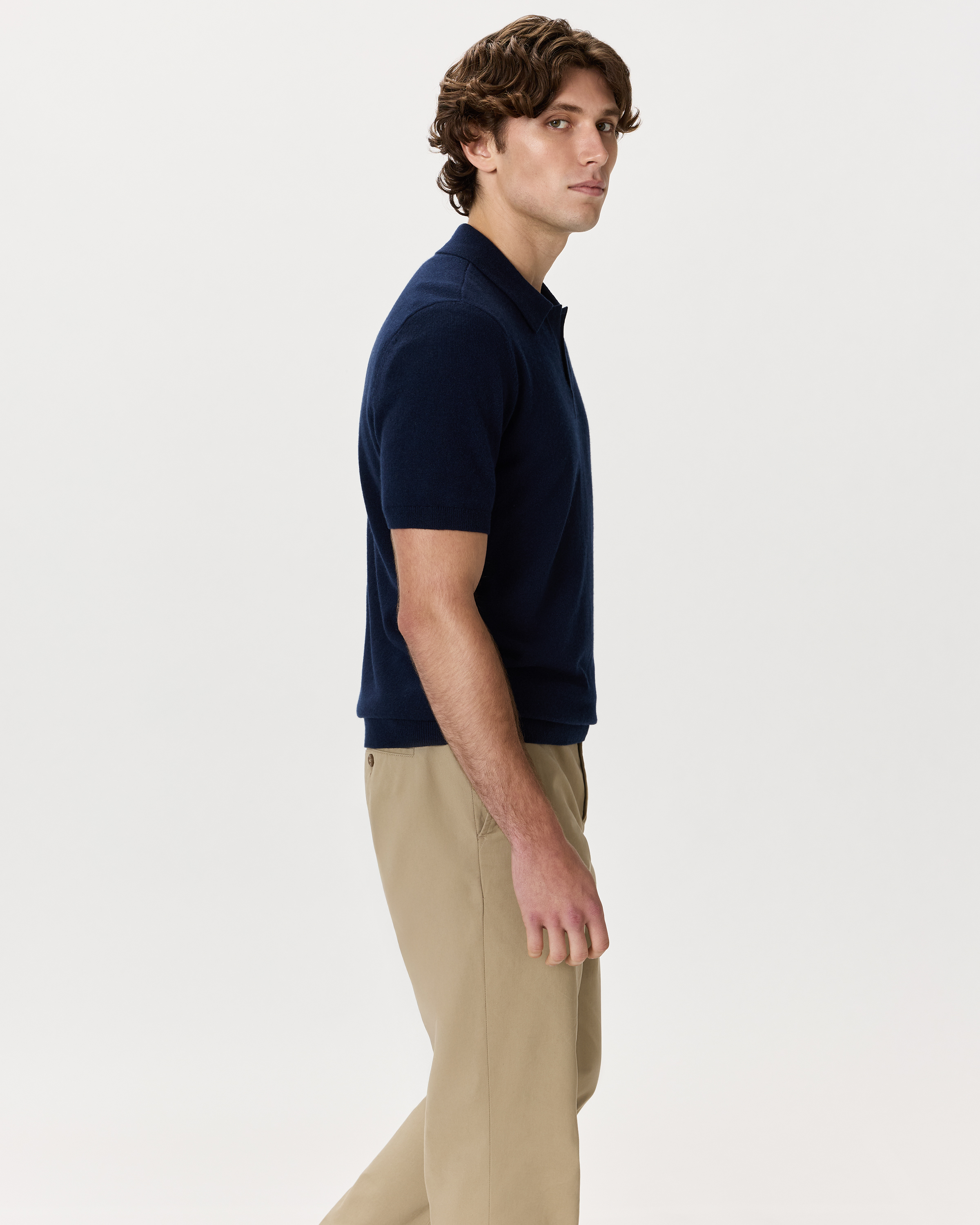 100% Mongolian Cashmere Johnny Collar Sweater Polo Sweater