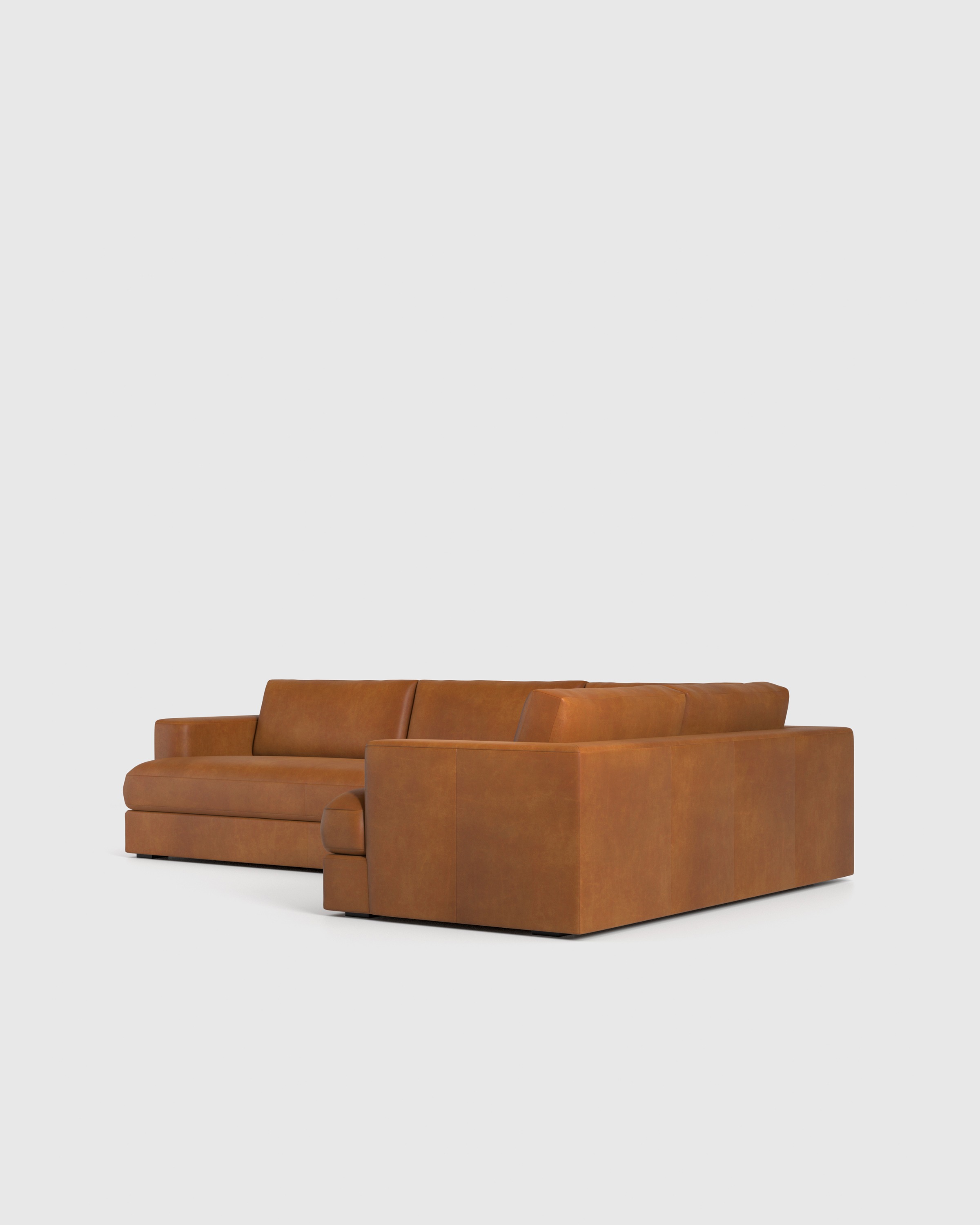 Sierra Leather Curved Arm L Sectional - Thumbnail 3