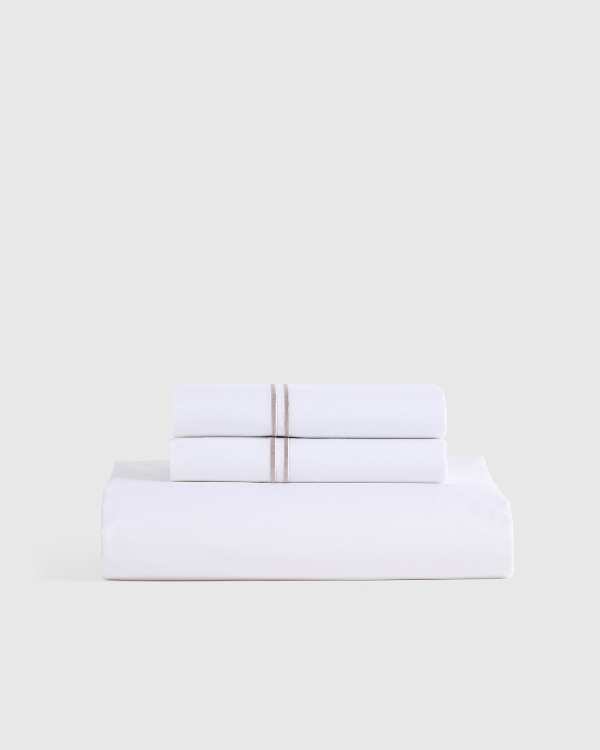 White/Dove Organic Crisp Percale Embellished Fitted Sheet Set