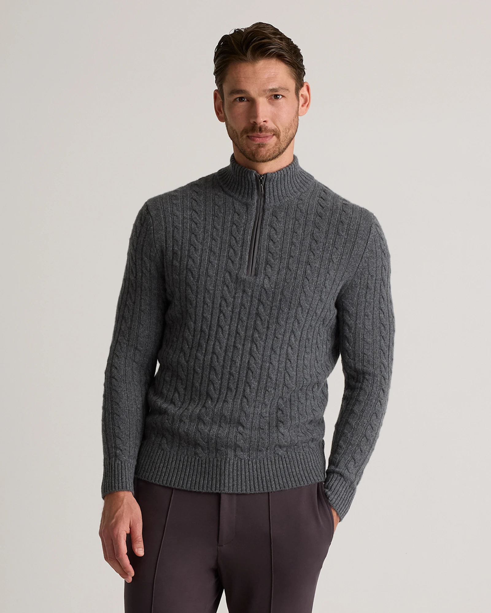 Luxe Baby Cashmere Cable Quarter Zip Sweater