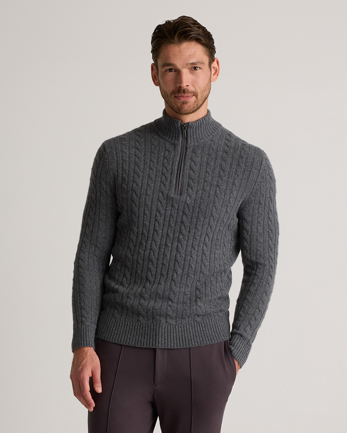 Luxe Baby Cashmere Cable Quarter Zip Sweater