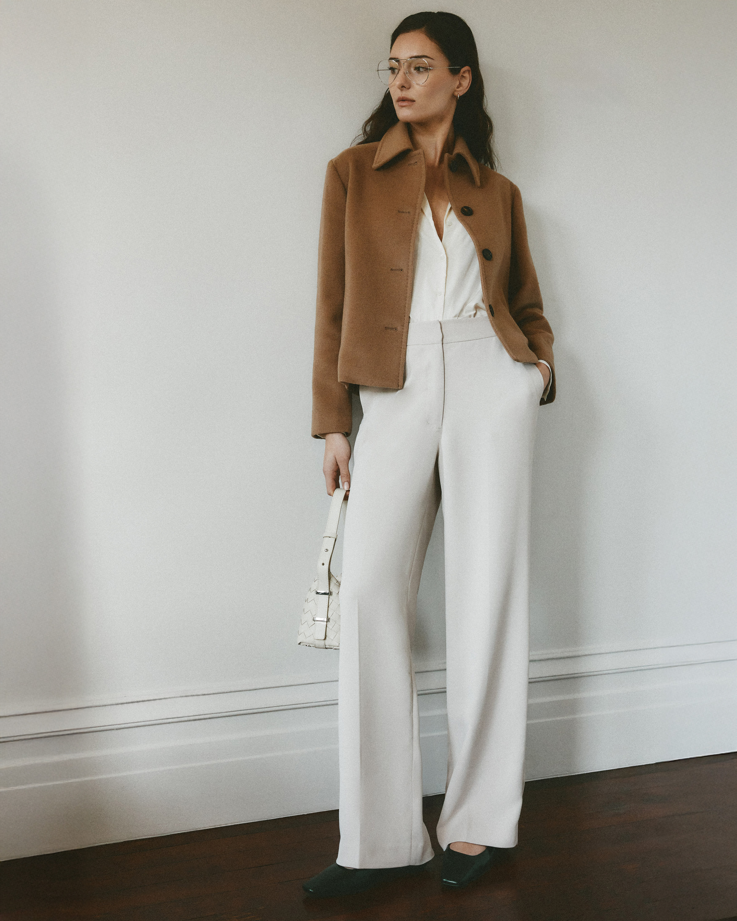 Wool Cashmere Short Coat in Mocha Brown