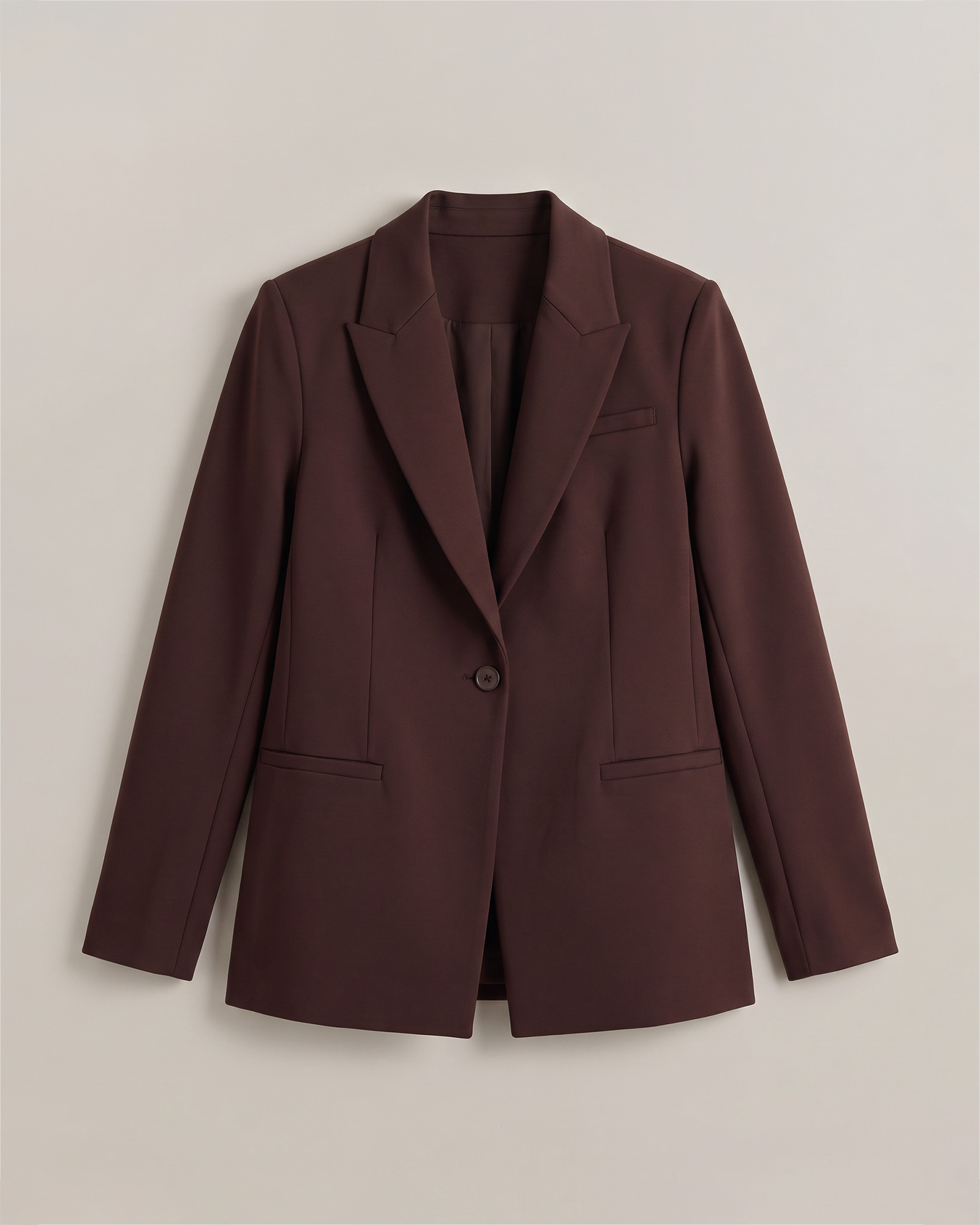 Espresso Ultra-Stretch Ponte Single-Breasted Blazer
