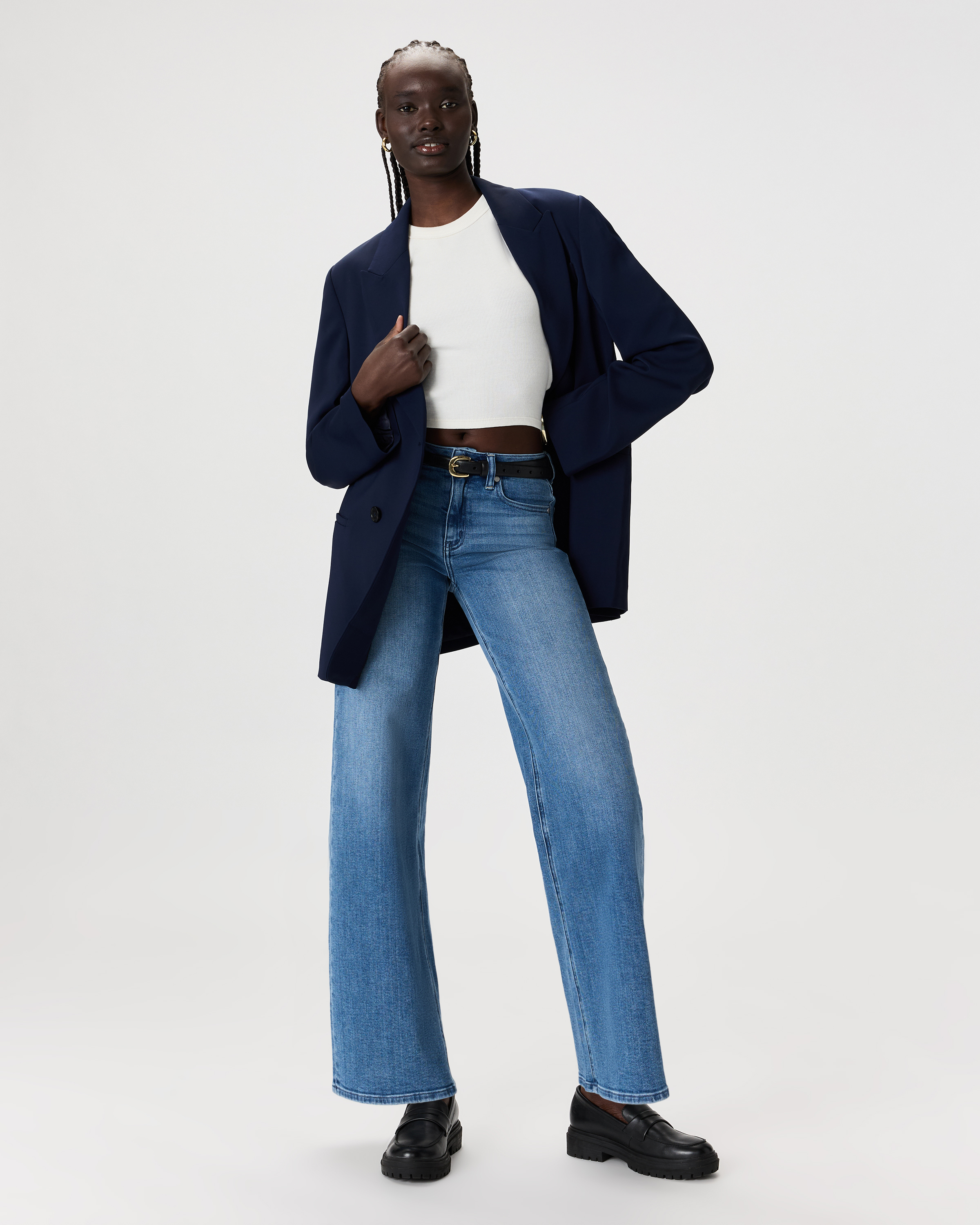 Bella Stretch Wide Leg Jeans in Seaside Blue