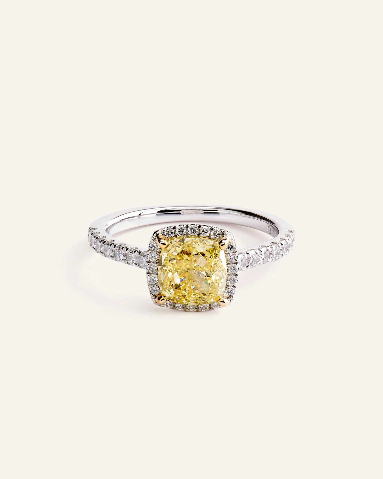 Yellow Lab Grown Diamond Cushion Halo Engagement Ring