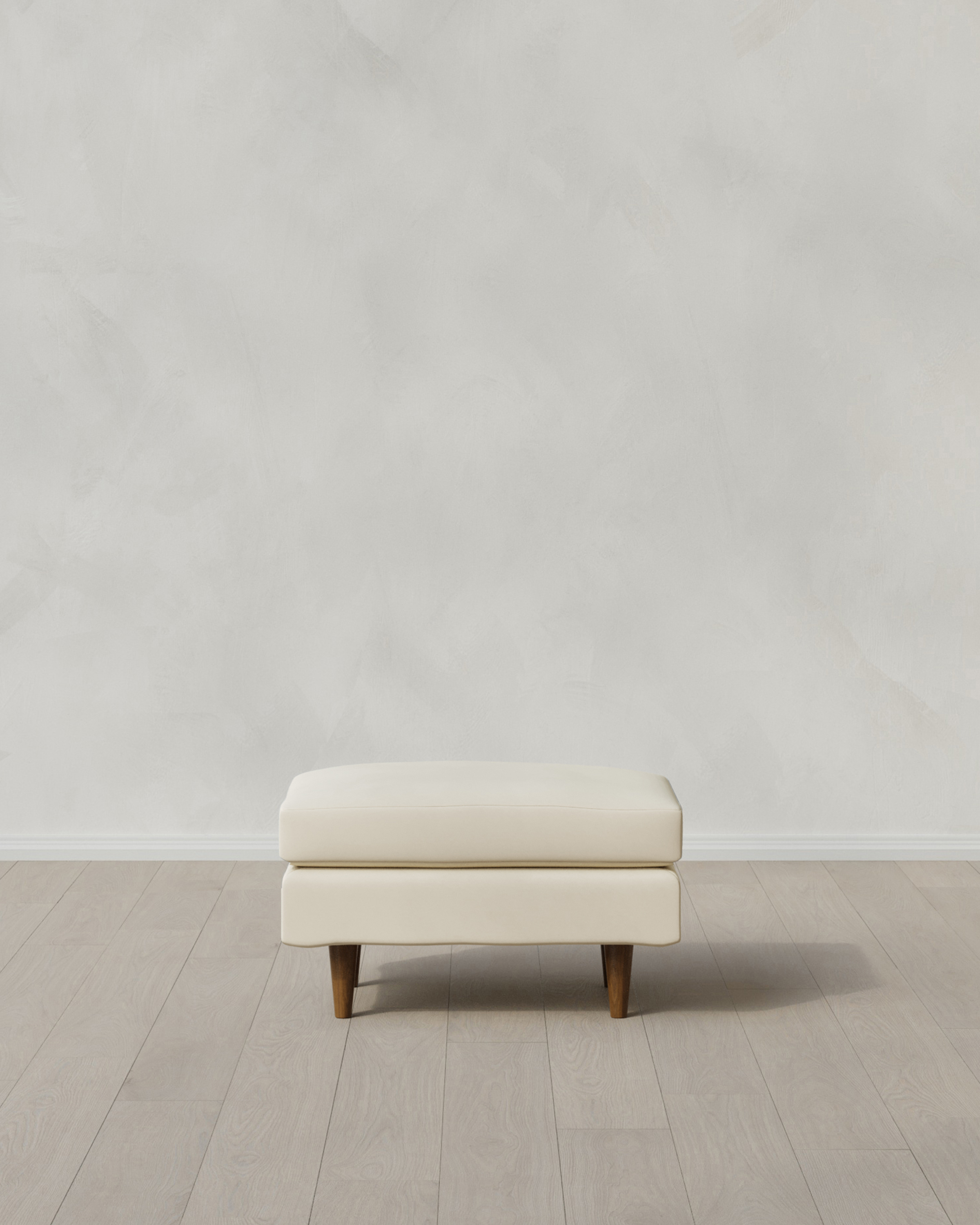 Ivory Atlas Midcentury Ottoman in Performance Velvet