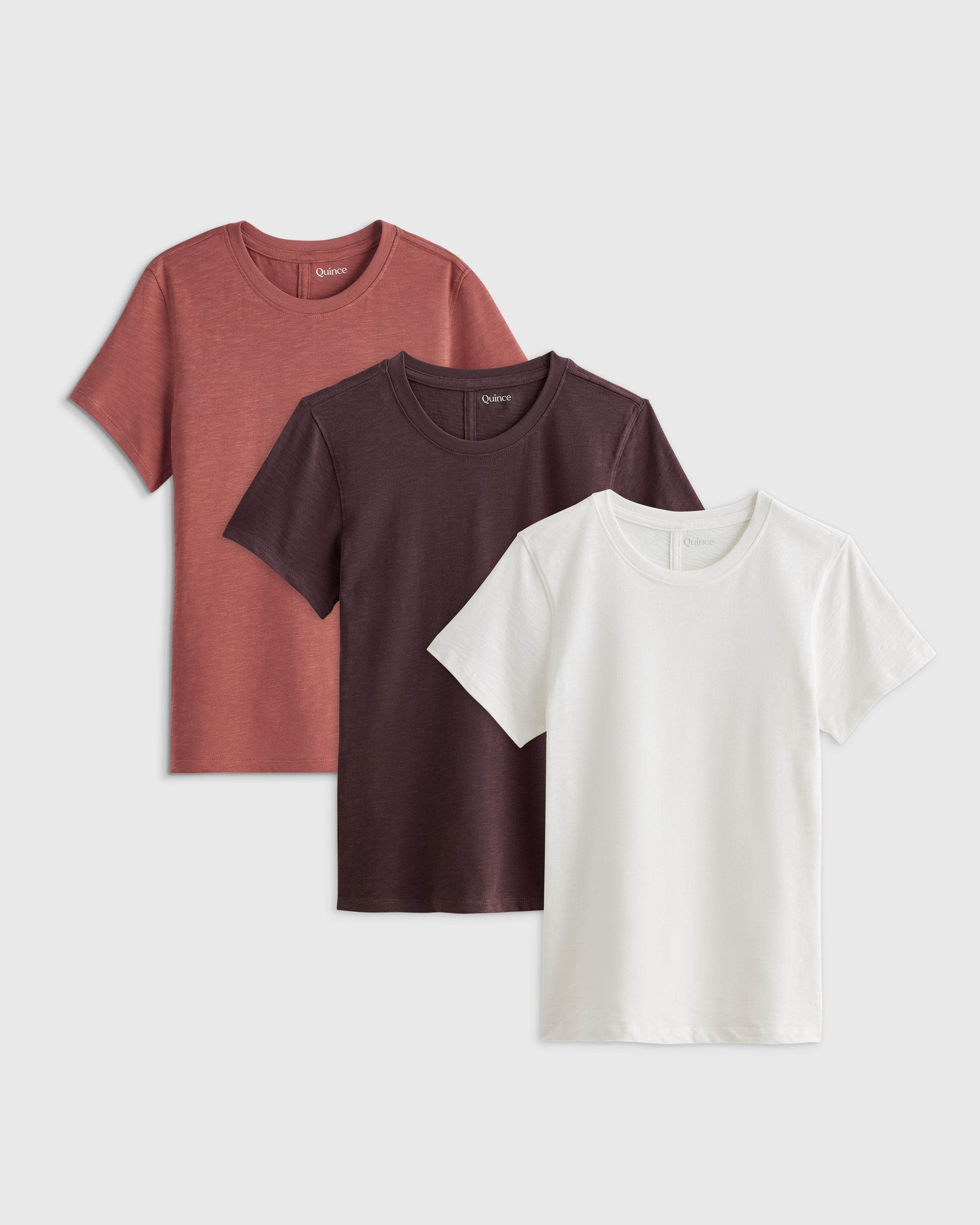 Rose Powder 100% Organic Cotton Slub Crewneck Tee 3 Pack Bundle