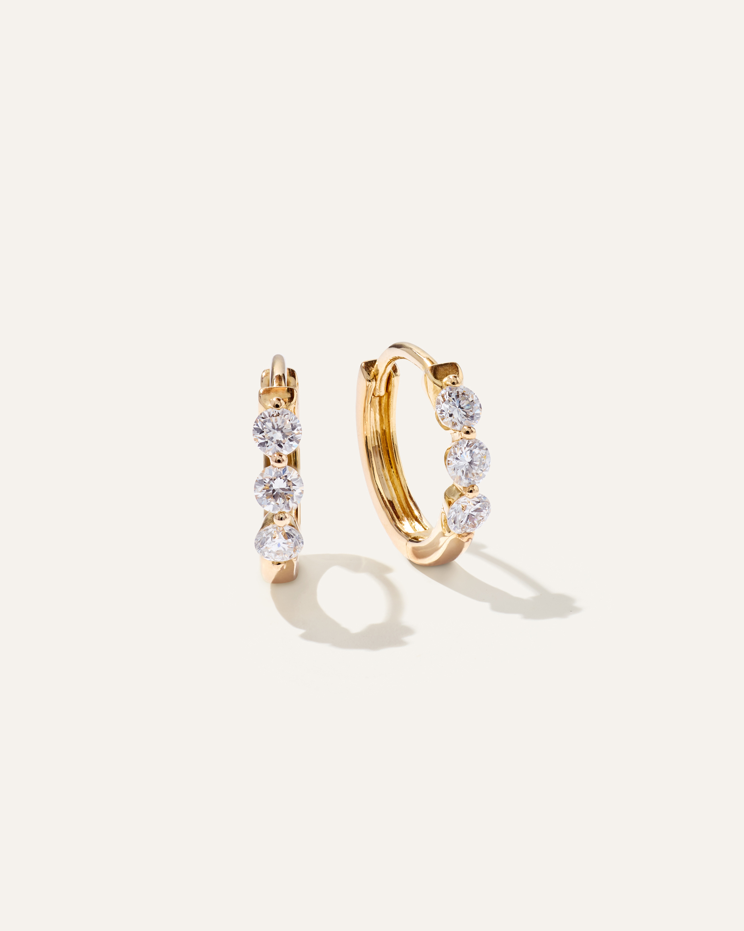 Yellow Gold 14K Gold Lab Grown Diamond Shared Prong Huggie