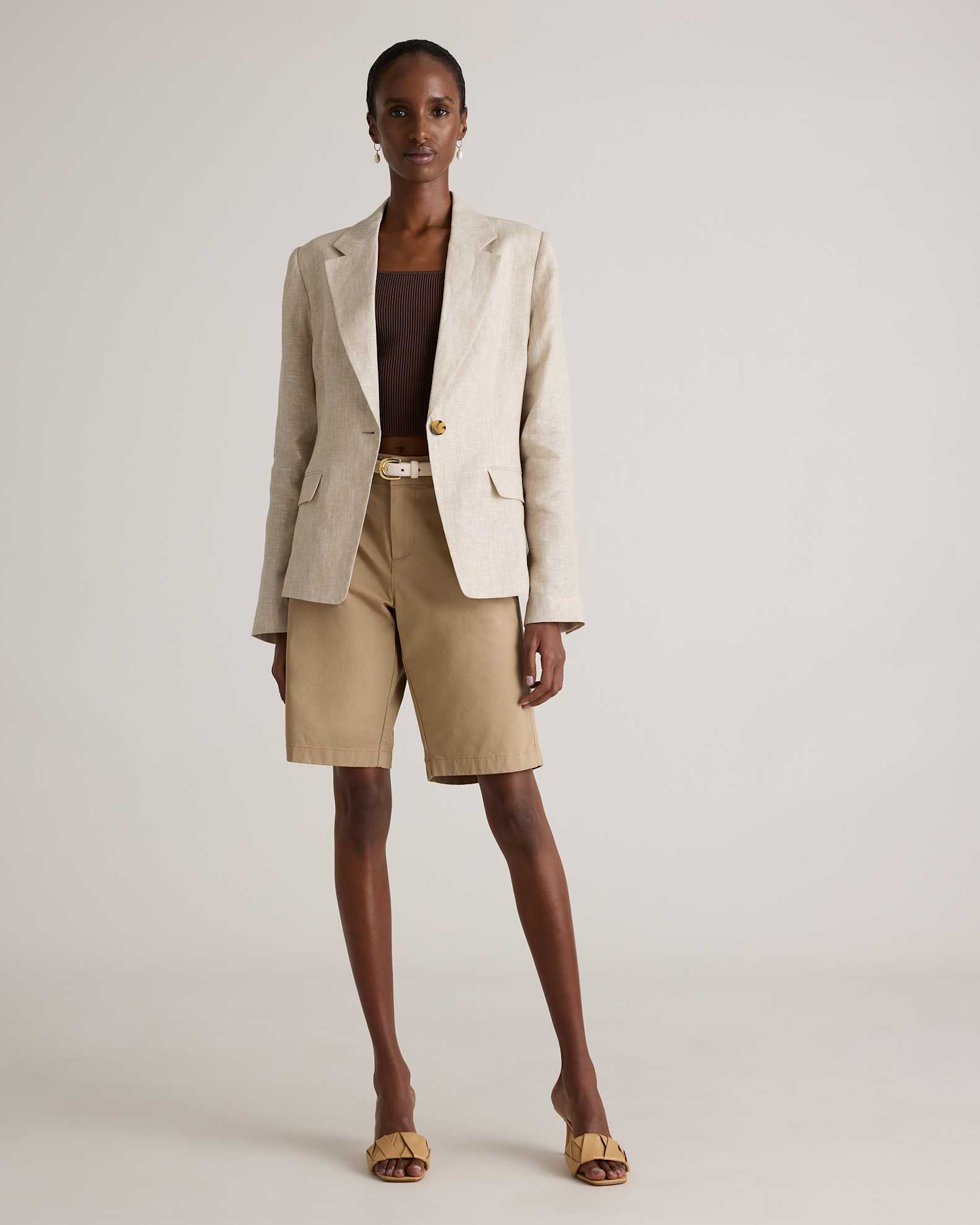 Women's 100% European Linen Structured Blazer in Flax, Size Small by Quince Women's 100% European Linen Structured Blazer in Flax, Size Small by Quince
