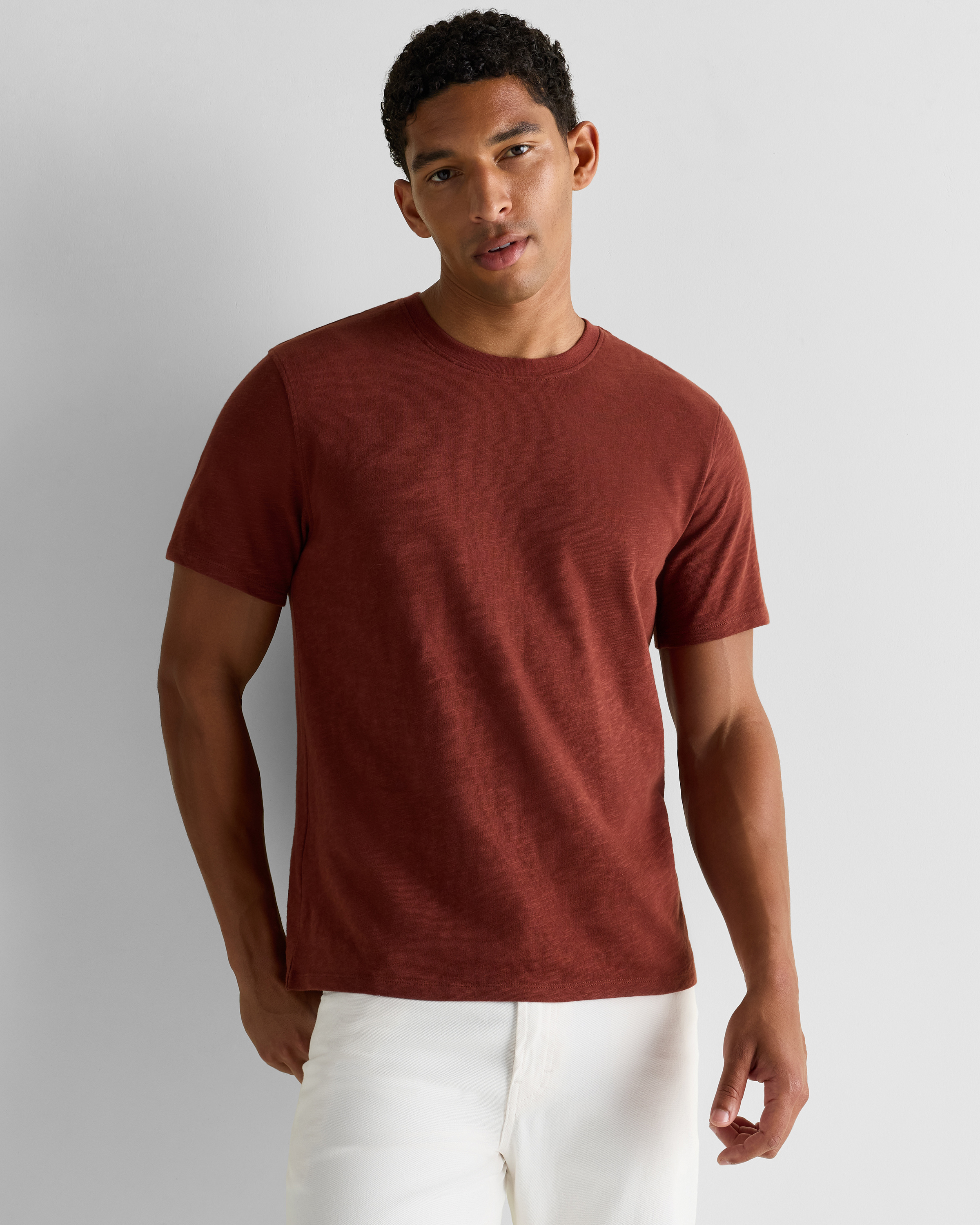Quince Men's Slub Crewneck T-shirt In Brown