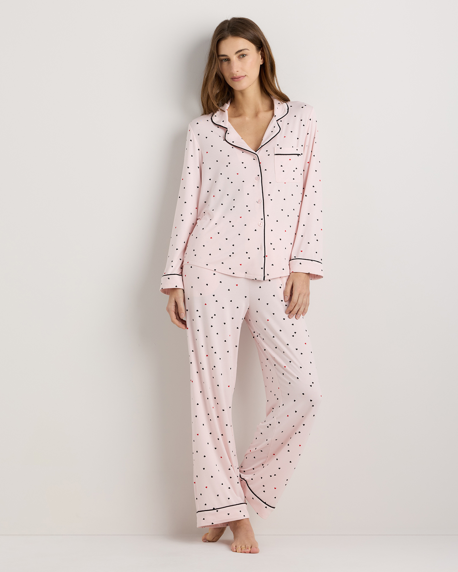 Tiny Hearts Bamboo Jersey Long Sleeve Pajama Set