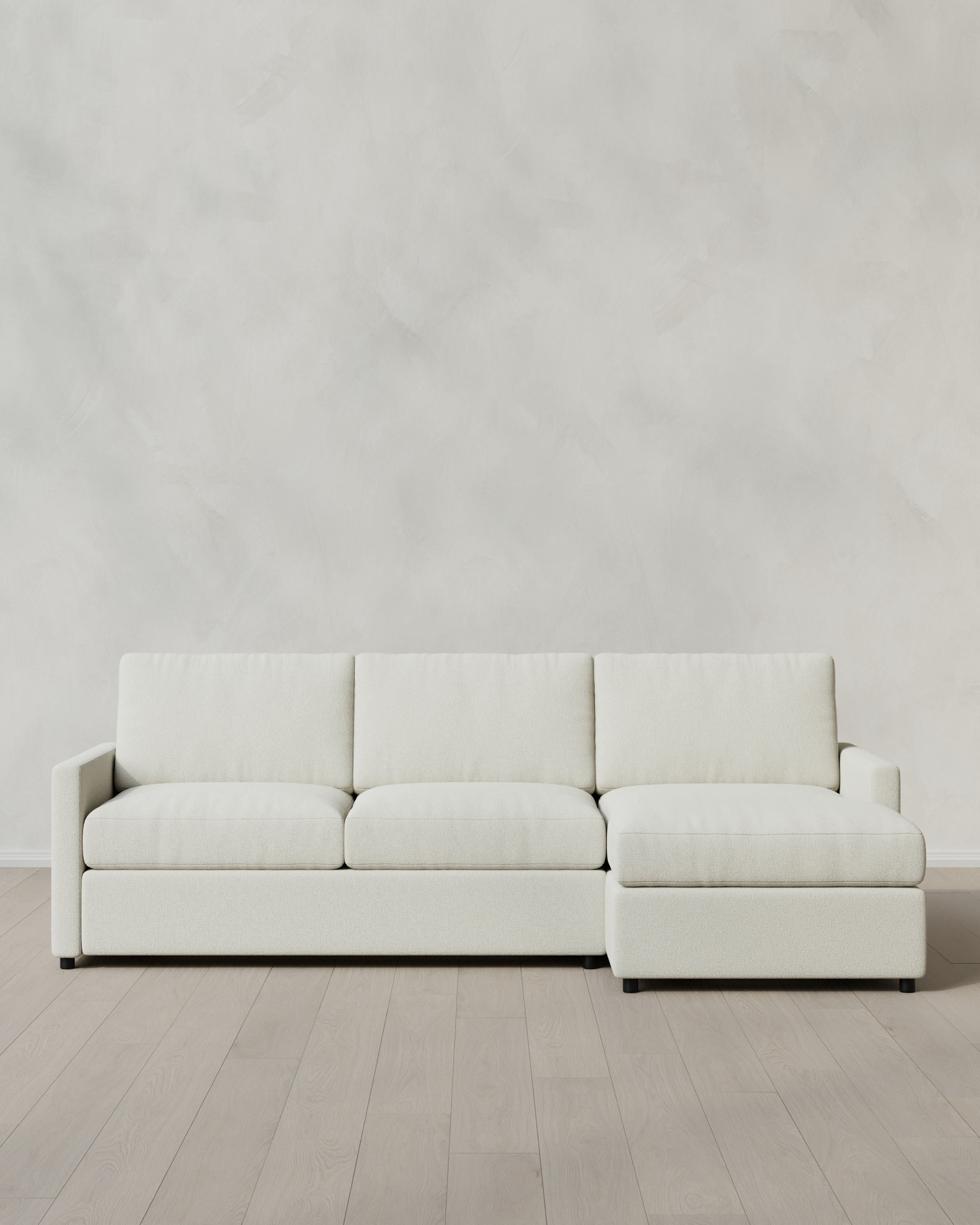 Brennan 107”W Chaise L Sectional Right Arm Bru Colourwash Ivory