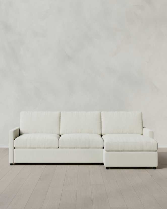 Brennan 107”W Chaise L Sectional Right Arm Bru Colourwash Ivory