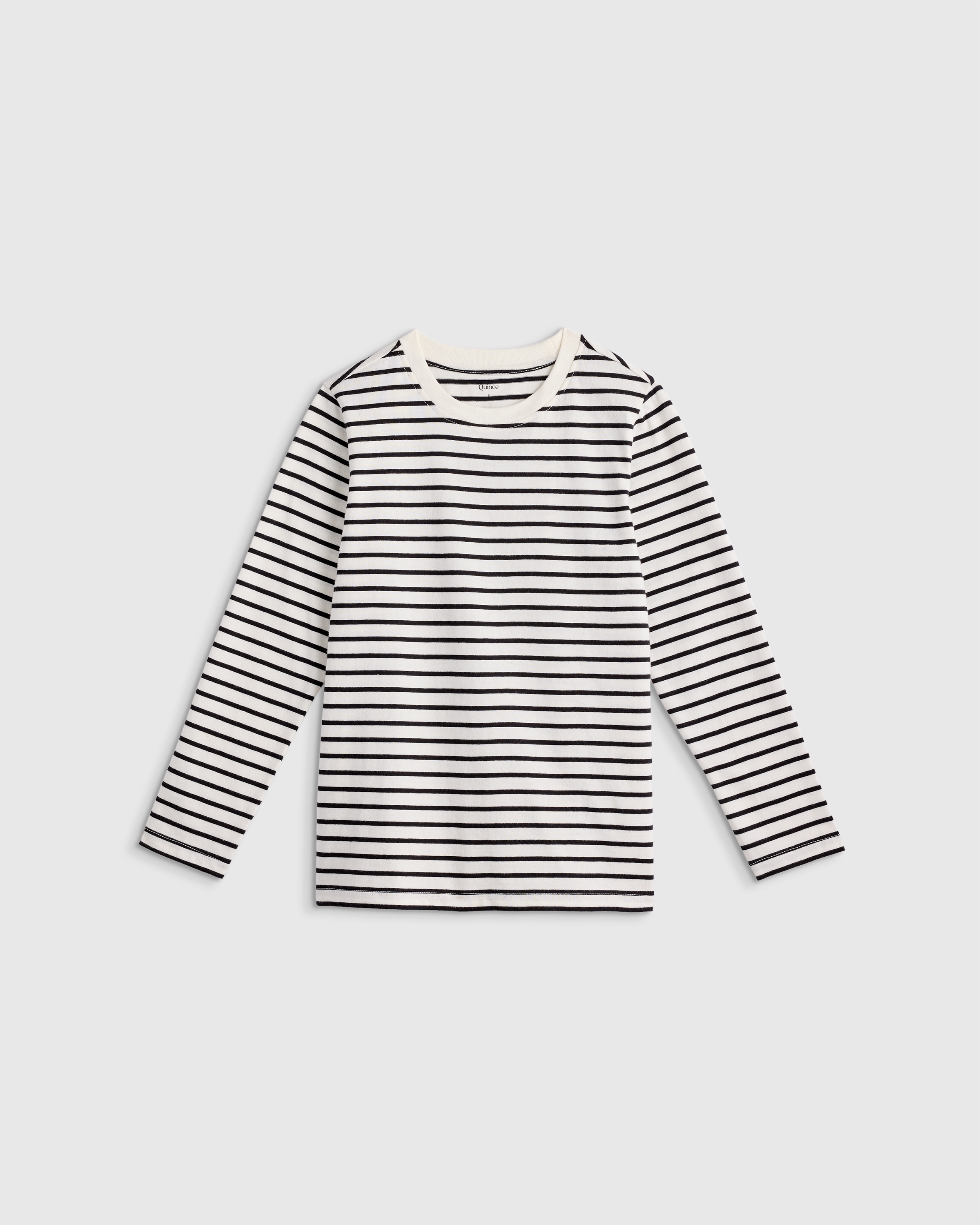Black/White Stripe T-shirt à manches longues en jersey 100 % coton biologique 