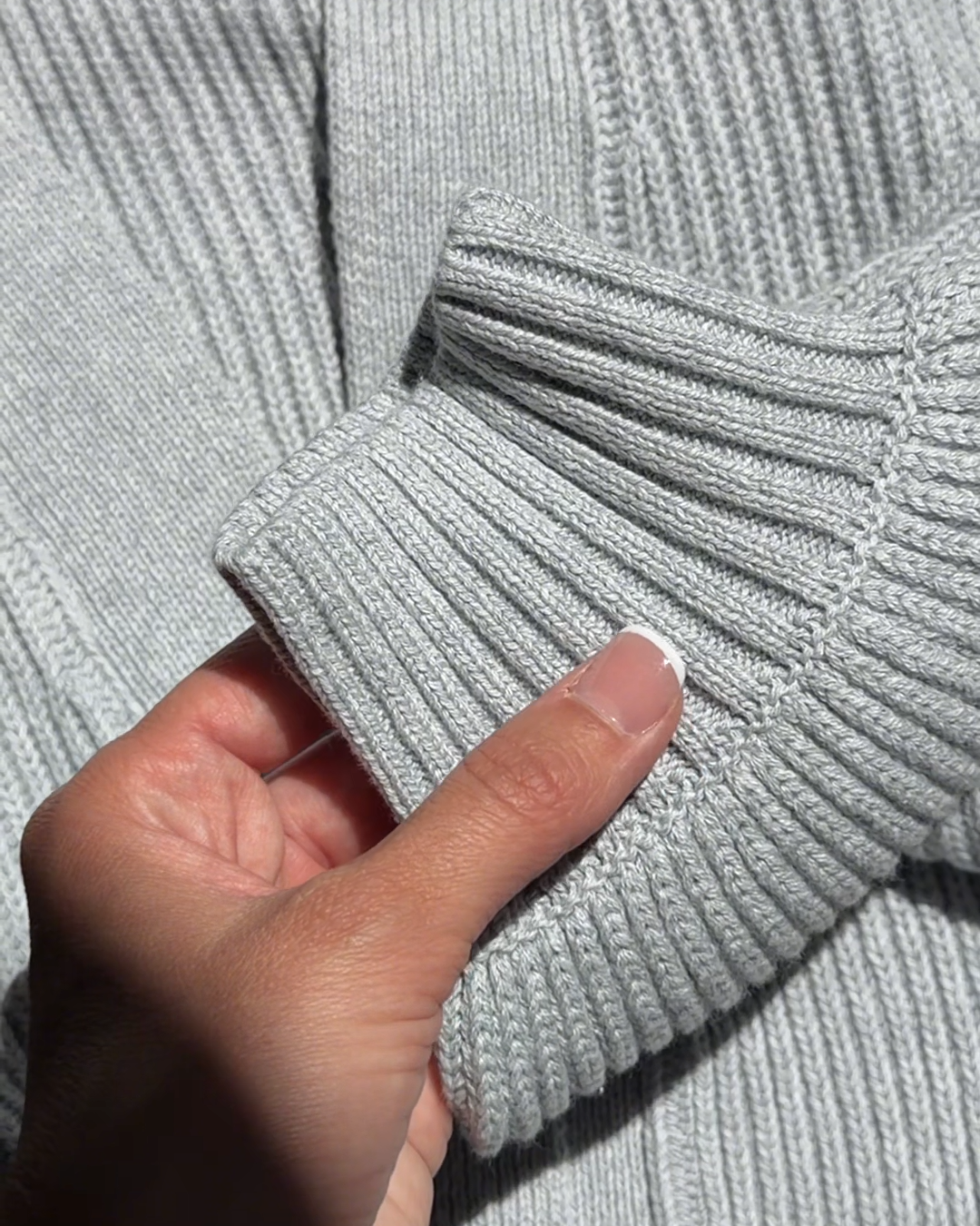 100% Organic Cotton Oversized Cardigan - PDP Video Thumbnail (Heather Dove Grey, 4x5)