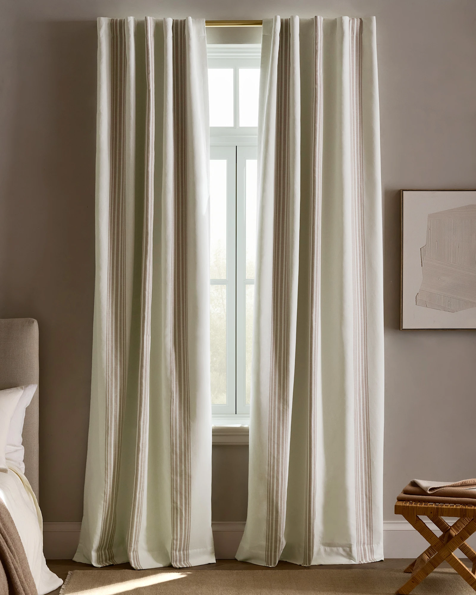Coastal Stripe Linen Cotton True Blackout Curtain