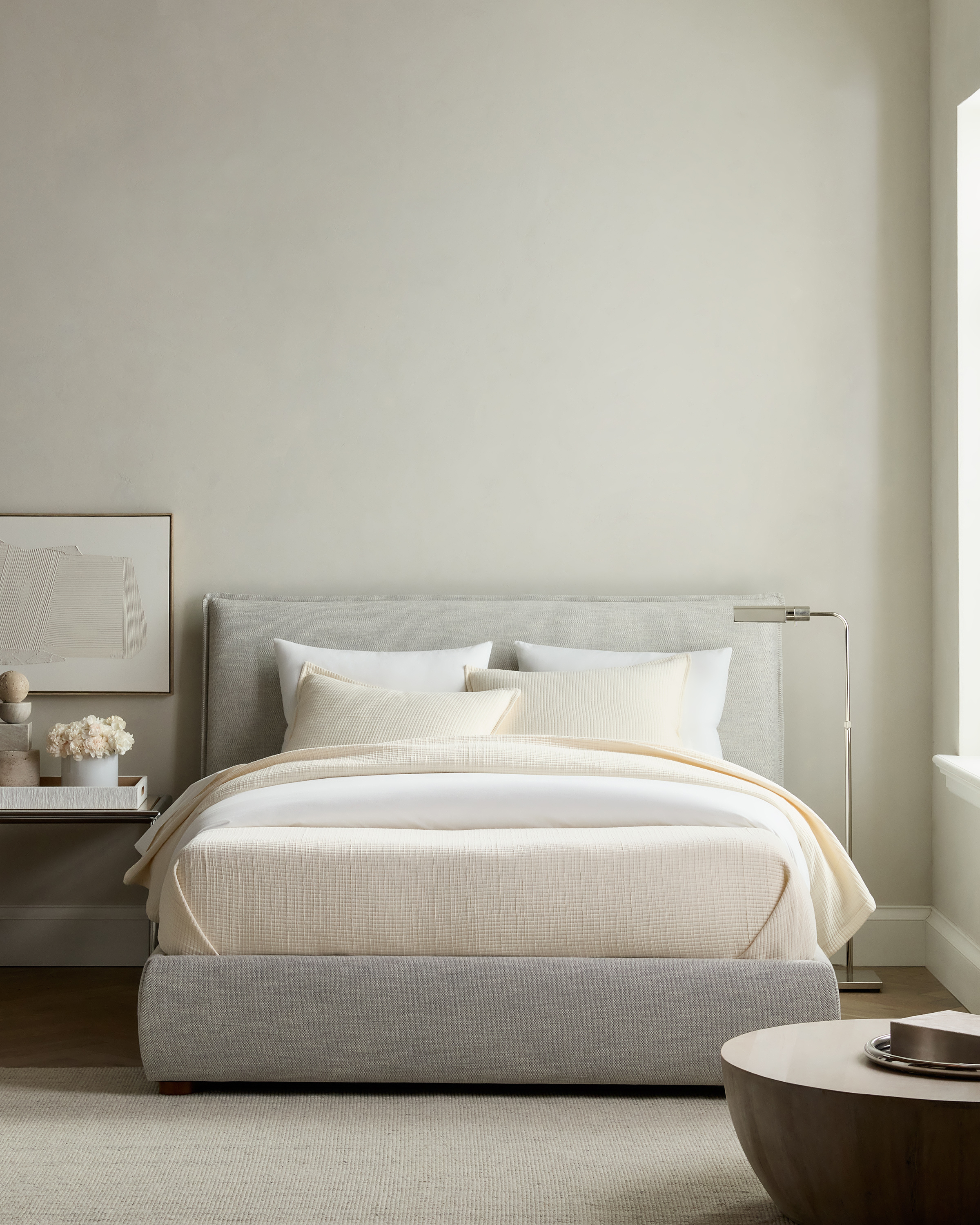 Ivory Organic Ribbed Cotton Coverlet Set