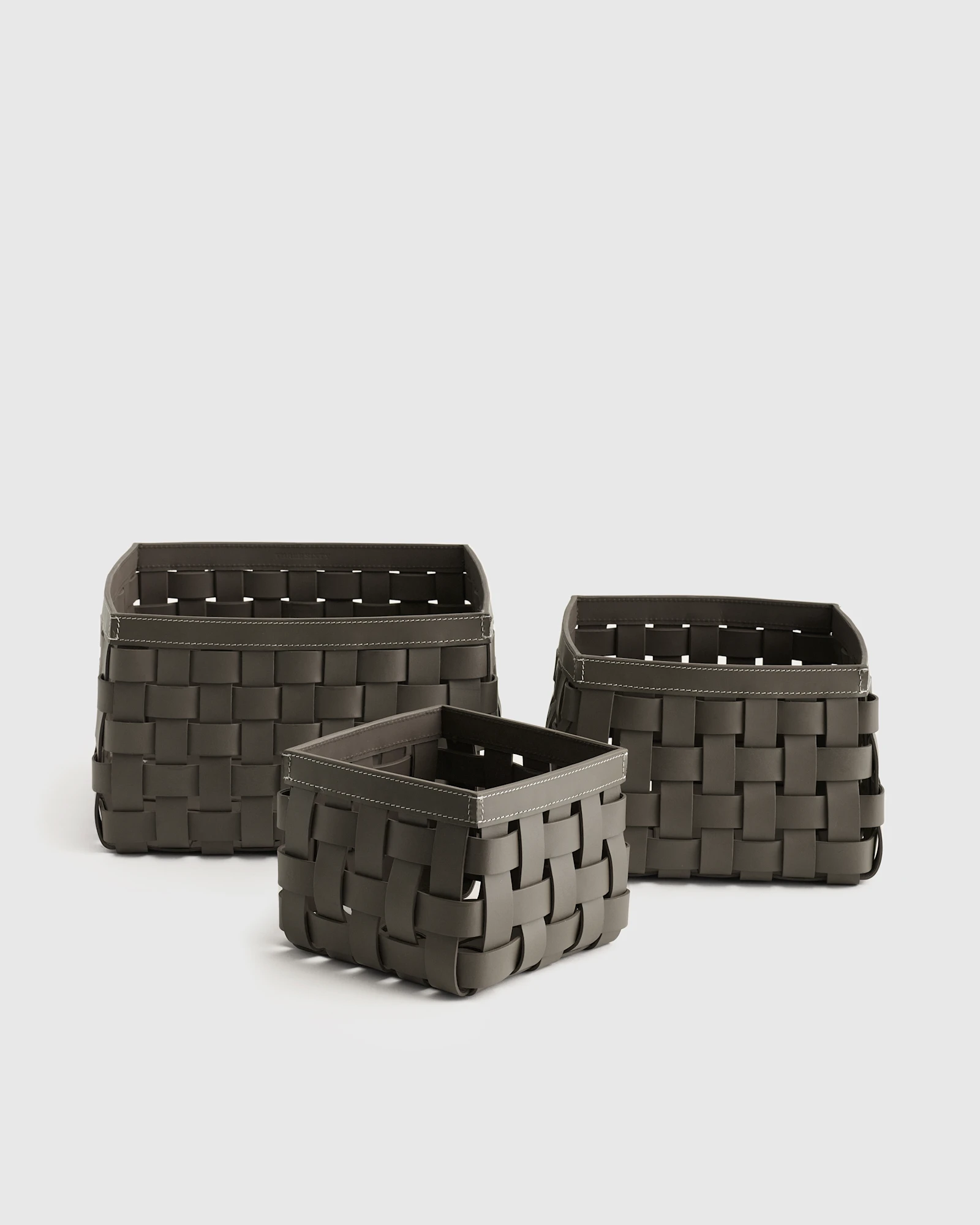 Woven Leather Baskets (Set of 3)