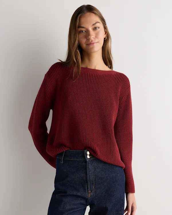100% Organic Cotton Fisherman Boatneck Sweater