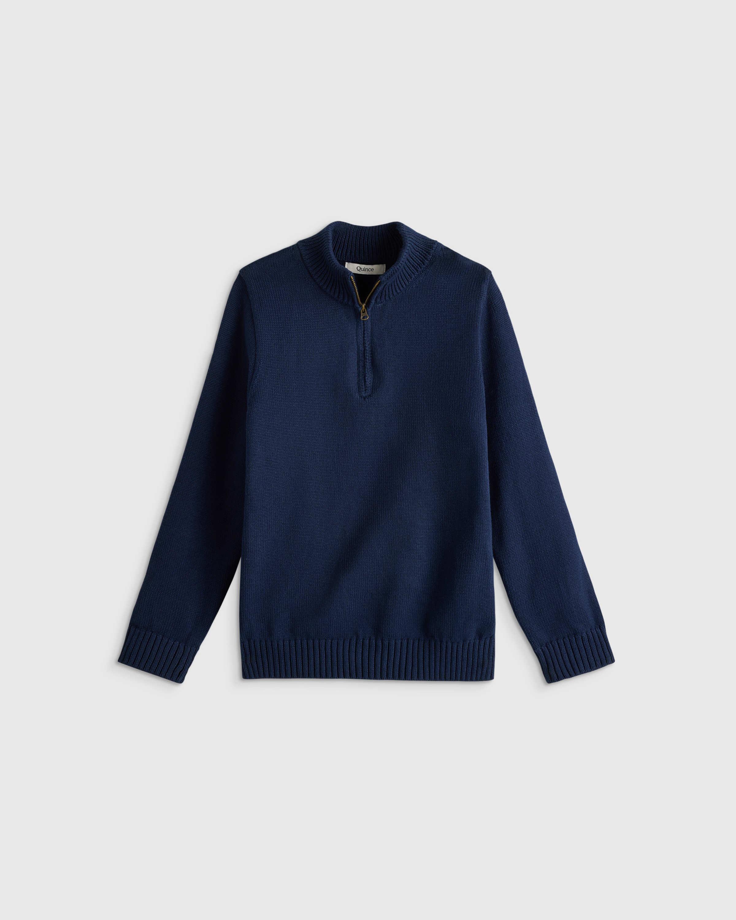 Navy Boys 100% Organic Cotton Quarter-Zip Sweater