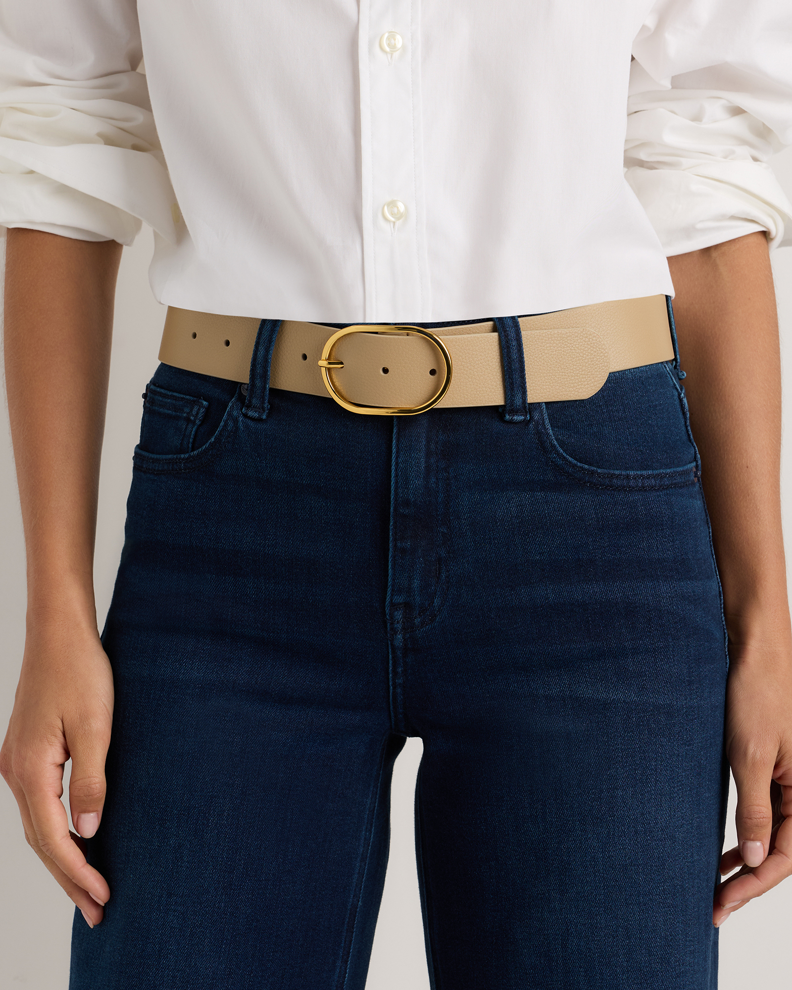 Mushroom Cleo Oval European Leather Belt