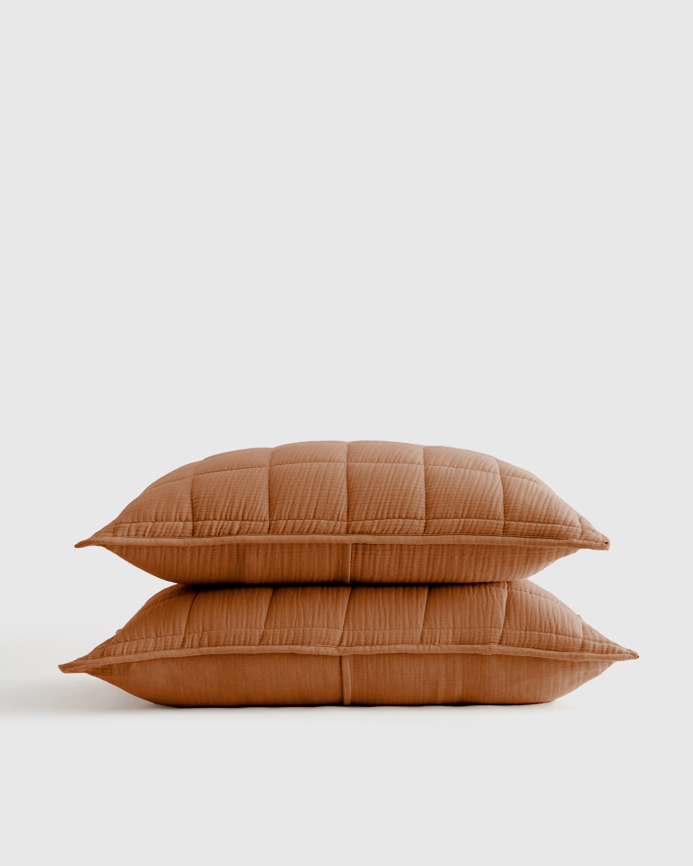 Organic Airy Gauze Box Quilt Sham Set, Terracotta, Standard