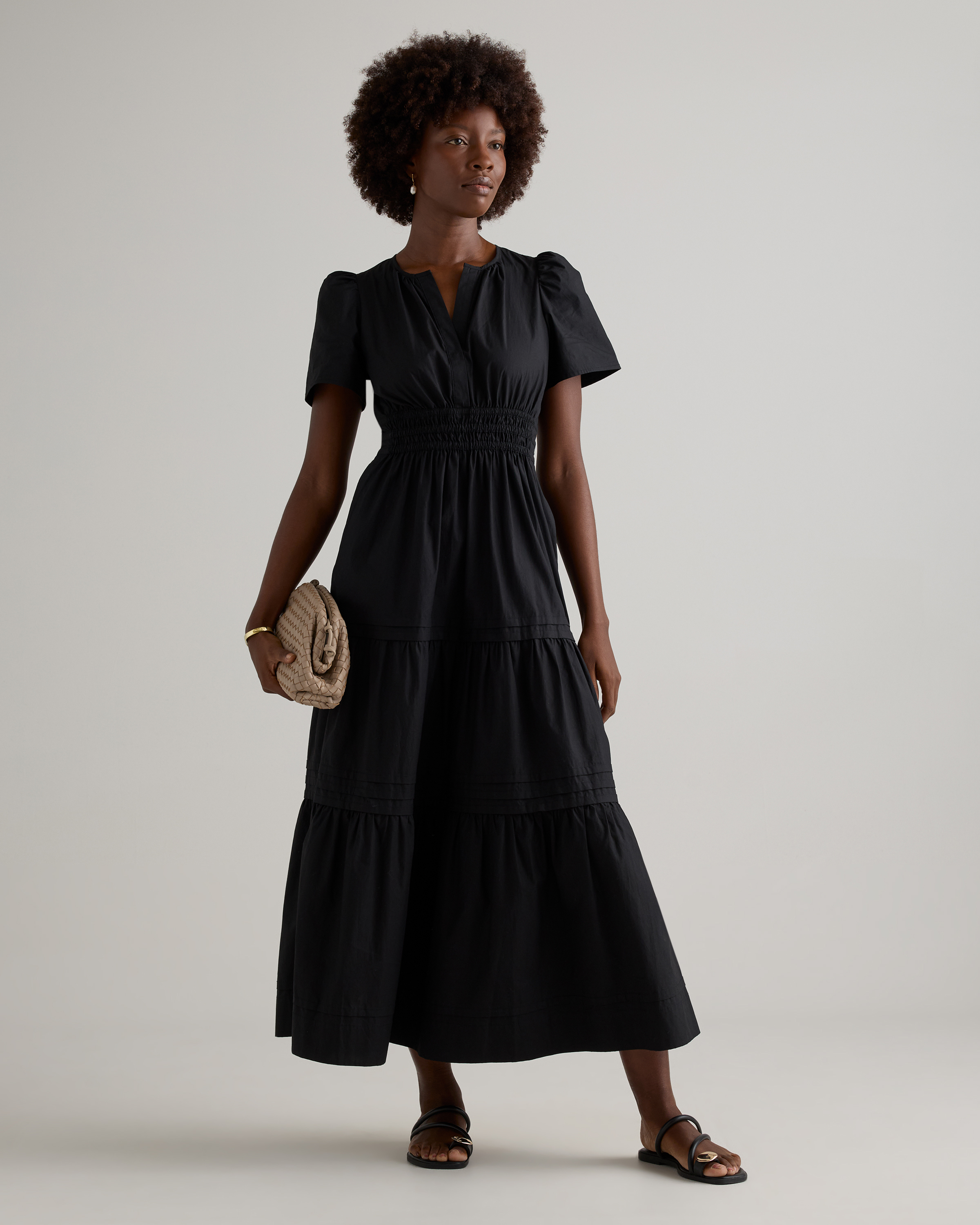 chinese dress ladies Avec Les Filles Women's Velvet Tiered Square Neck Midi Dress - Black main image 0
