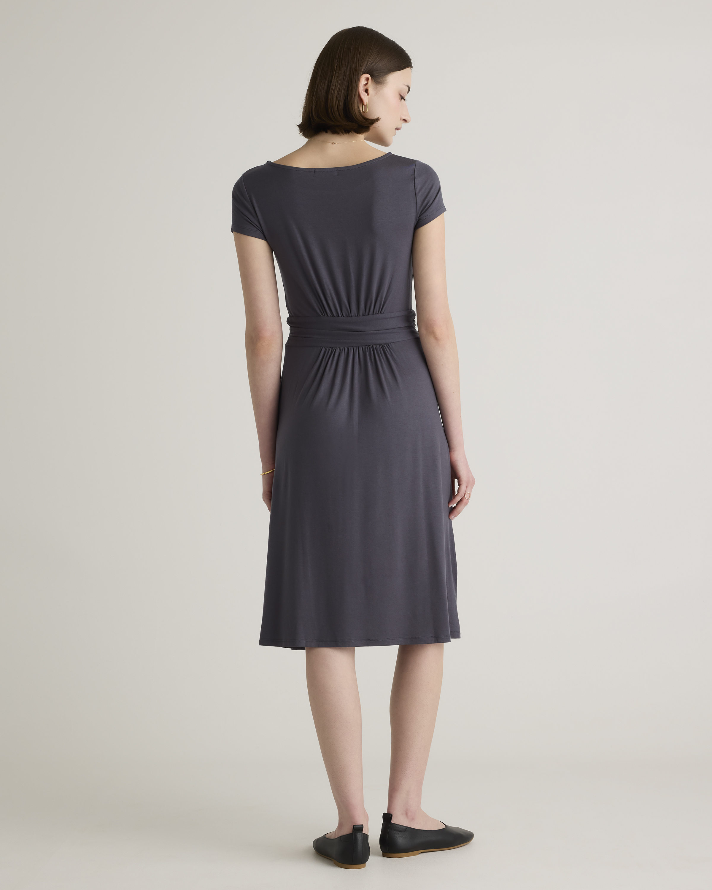 waist ruched dress Tamryn Ruched Drop-Waist Dress Black / XL