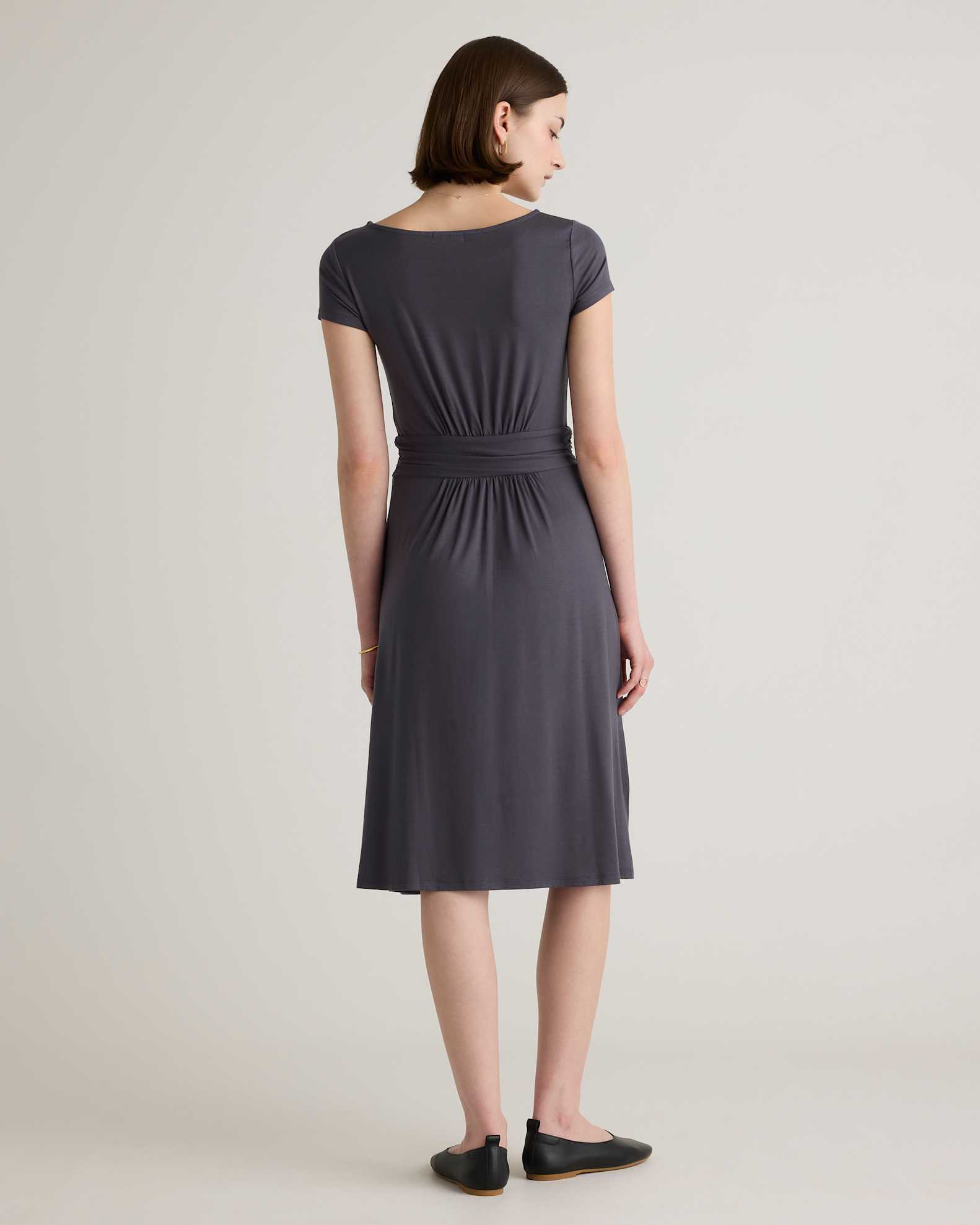 waist ruched dress Tamryn Ruched Drop-Waist Dress Black / XL