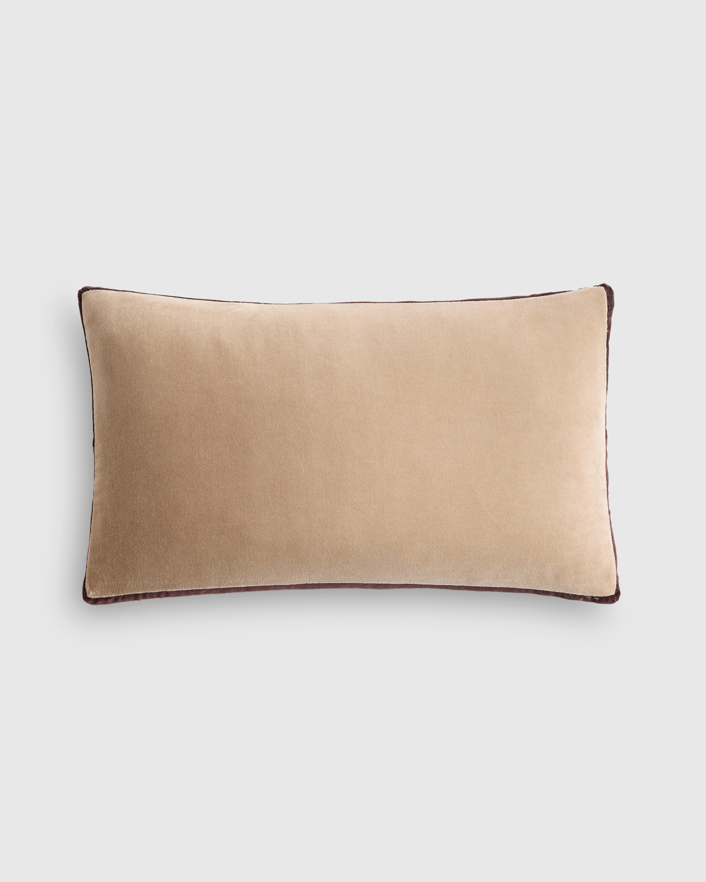 Taupe/Espresso Contrast Velvet Edge Pillow Cover 