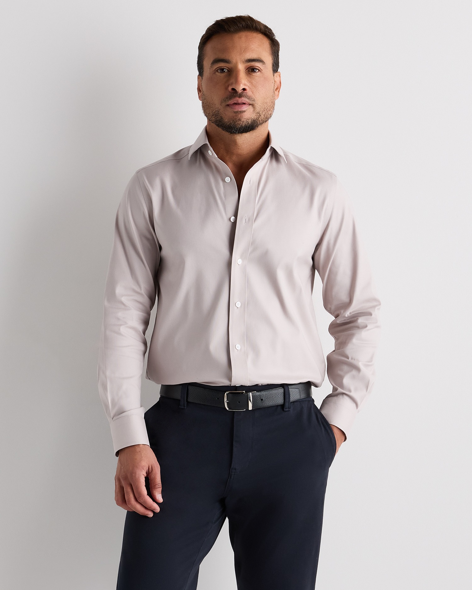 Granite Grey Organic Cotton Oxford Non-Iron Dress Shirt