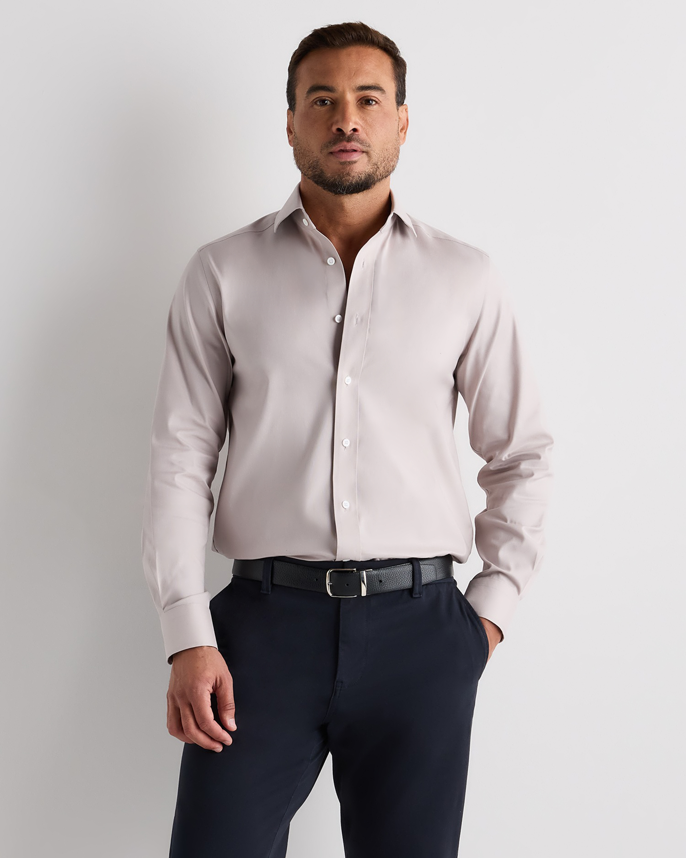 Granite Grey Organic Cotton Oxford Non-Iron Dress Shirt