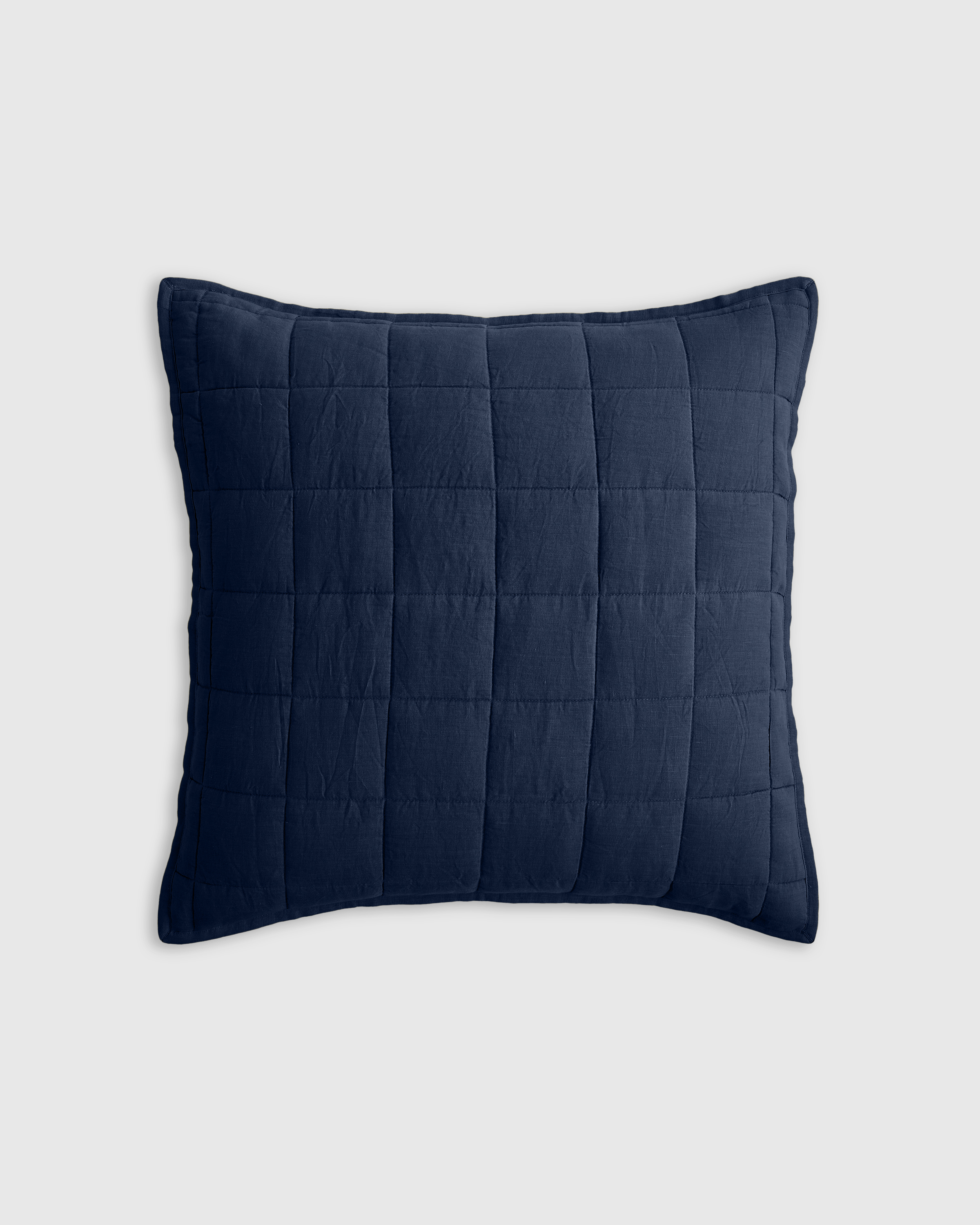Navy European Linen Box Quilted Euro Sham