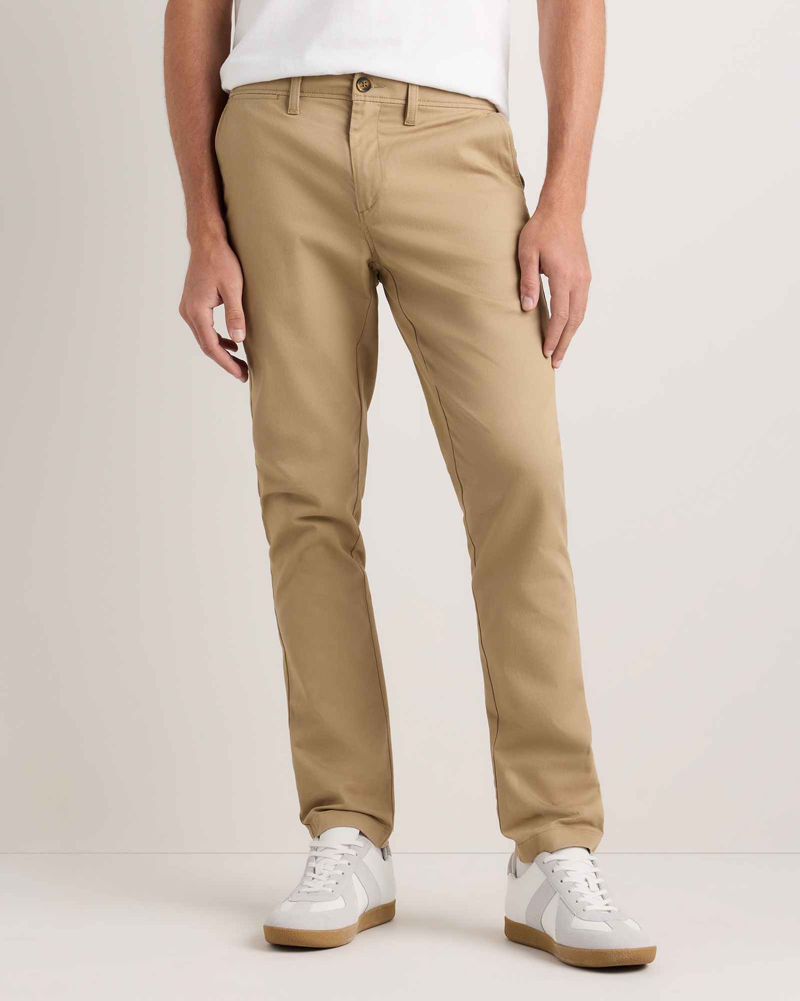Khaki Organic Cotton Stretch Chino Pants - Slim