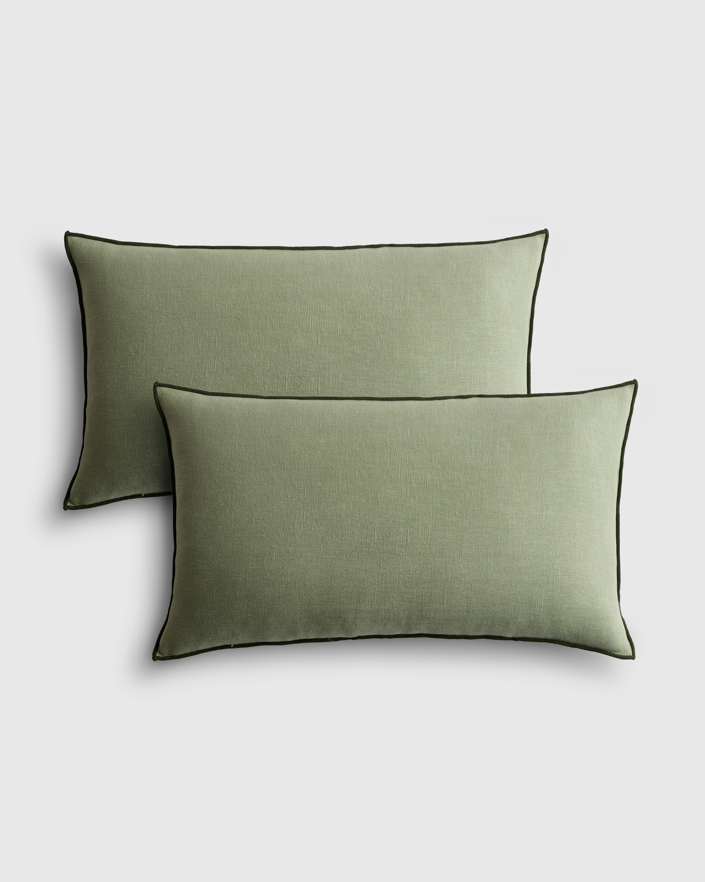 Sage/Pine Contrast European Linen Pillow Cover (Set of 2)