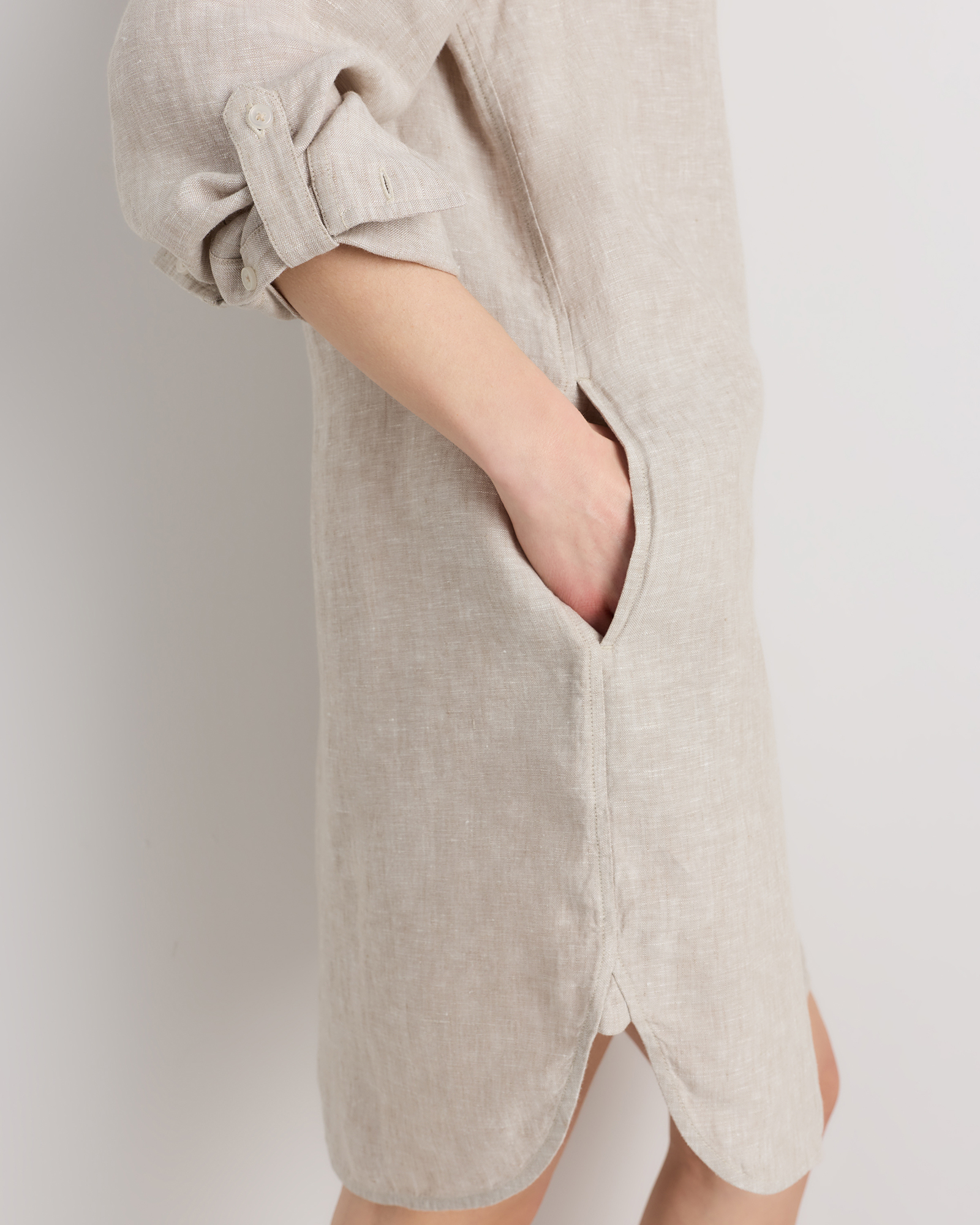 quince linen shirt dress Women's Short Sleeve Dress in Driftwood, Size Medium, Linen by Quince