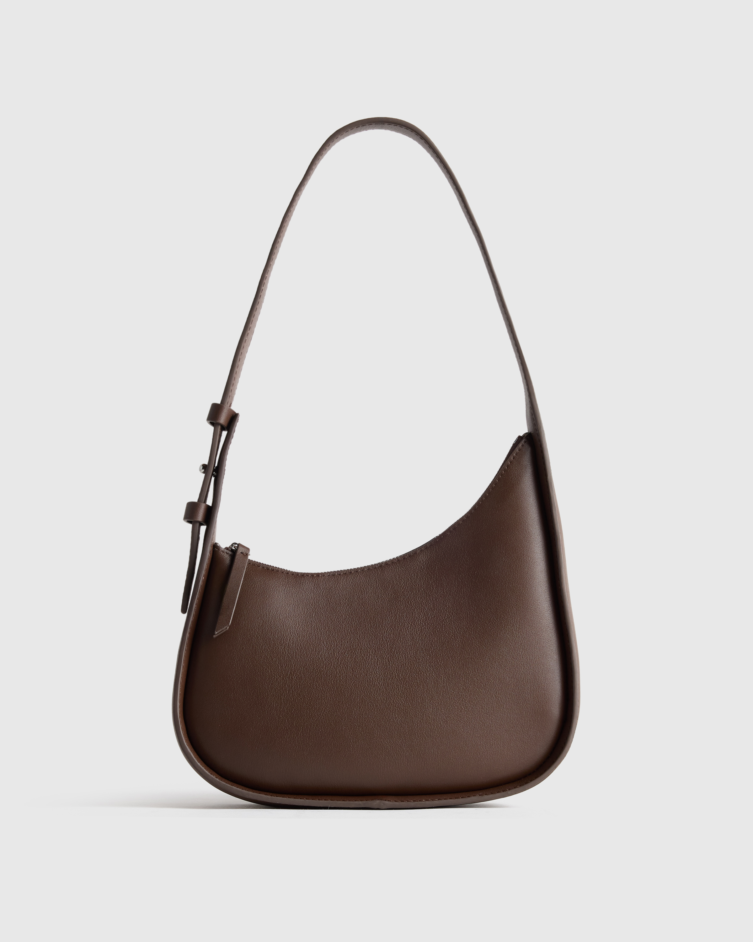 Dark Brown Italian Leather Asymmetrical Mini Shoulder Bag