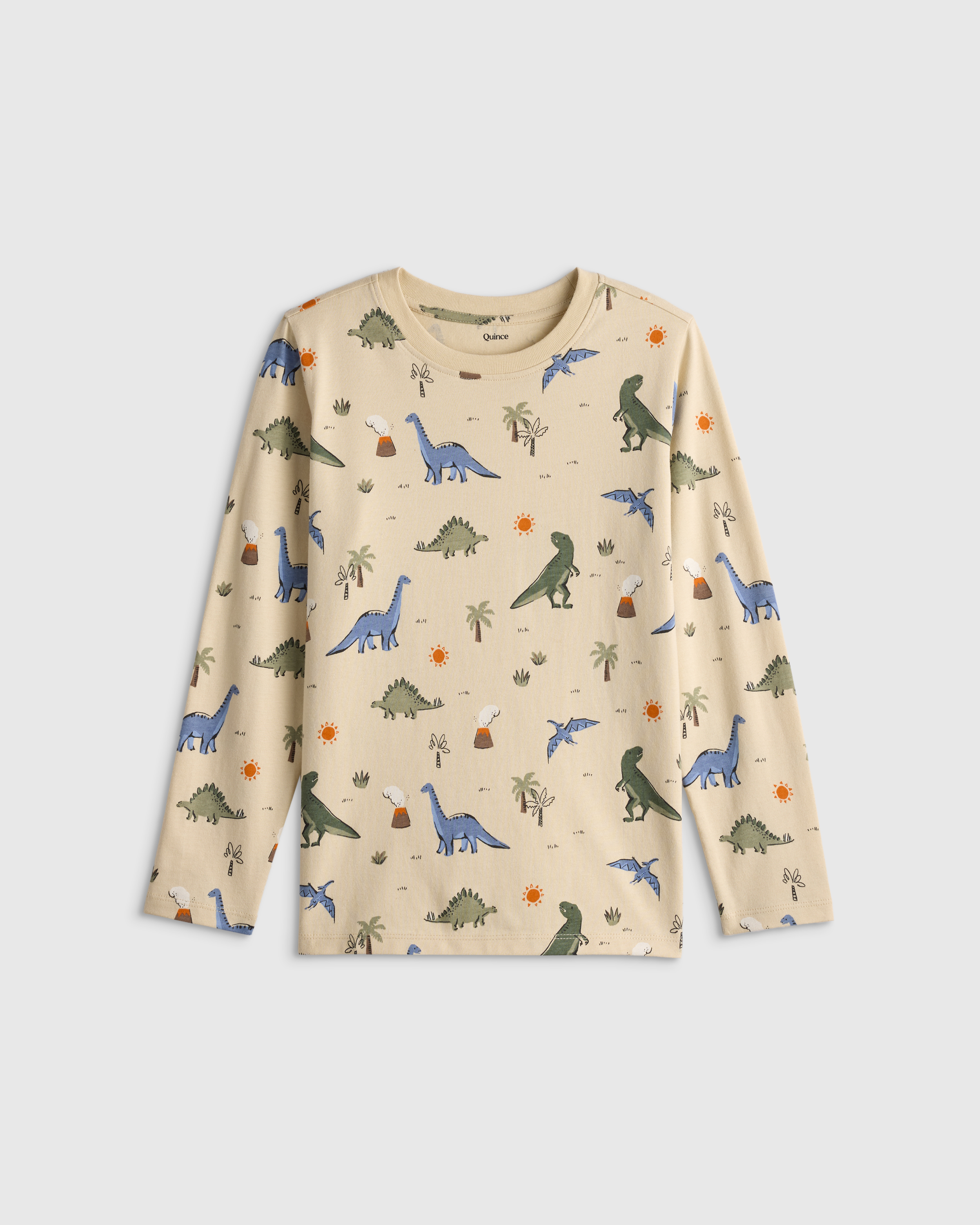 Dino Sketch 100% Organic Cotton Jersey Long Sleeve Tee 
