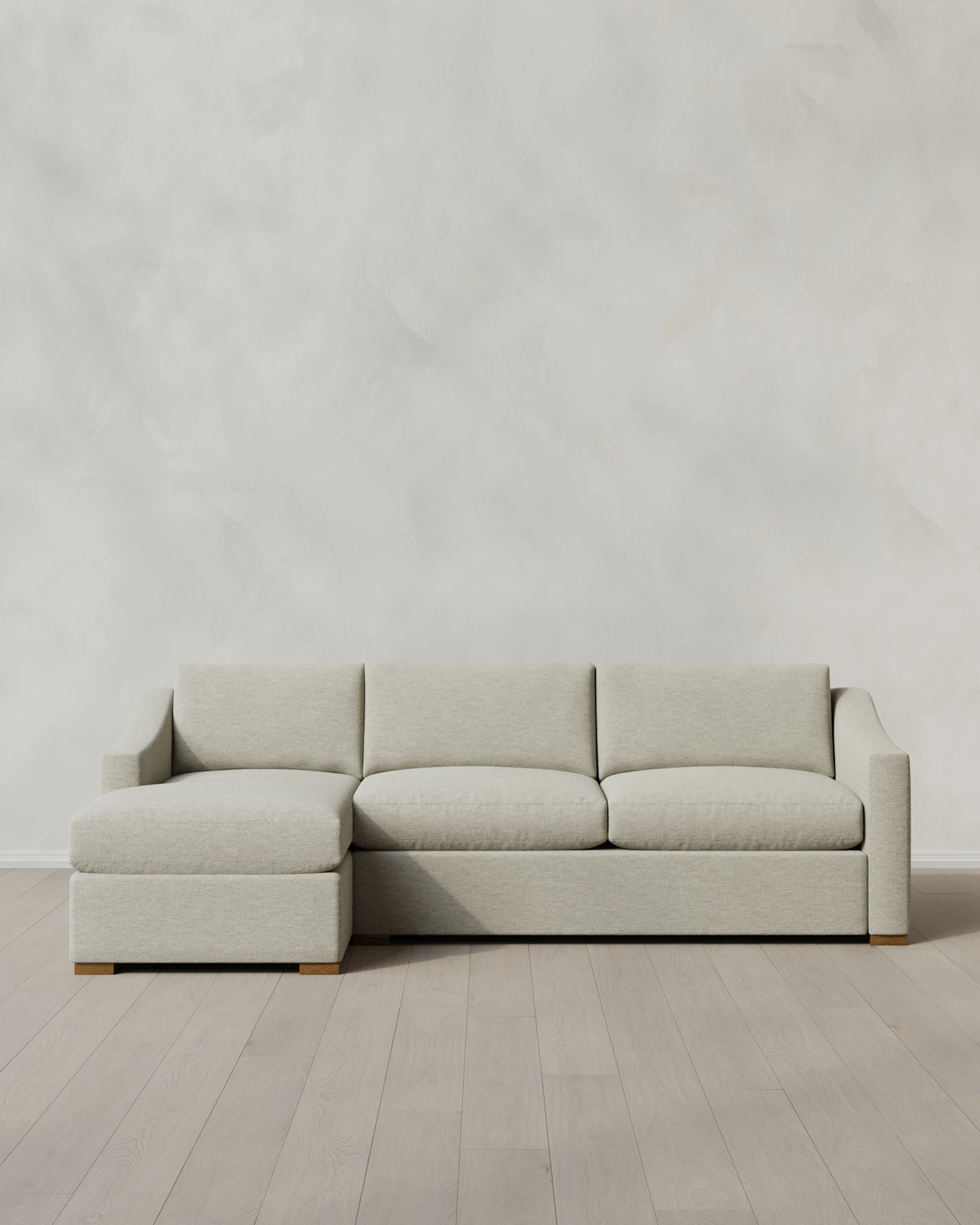 Hollis Slope Arm Chaise Sectional in Performance Linen Blend