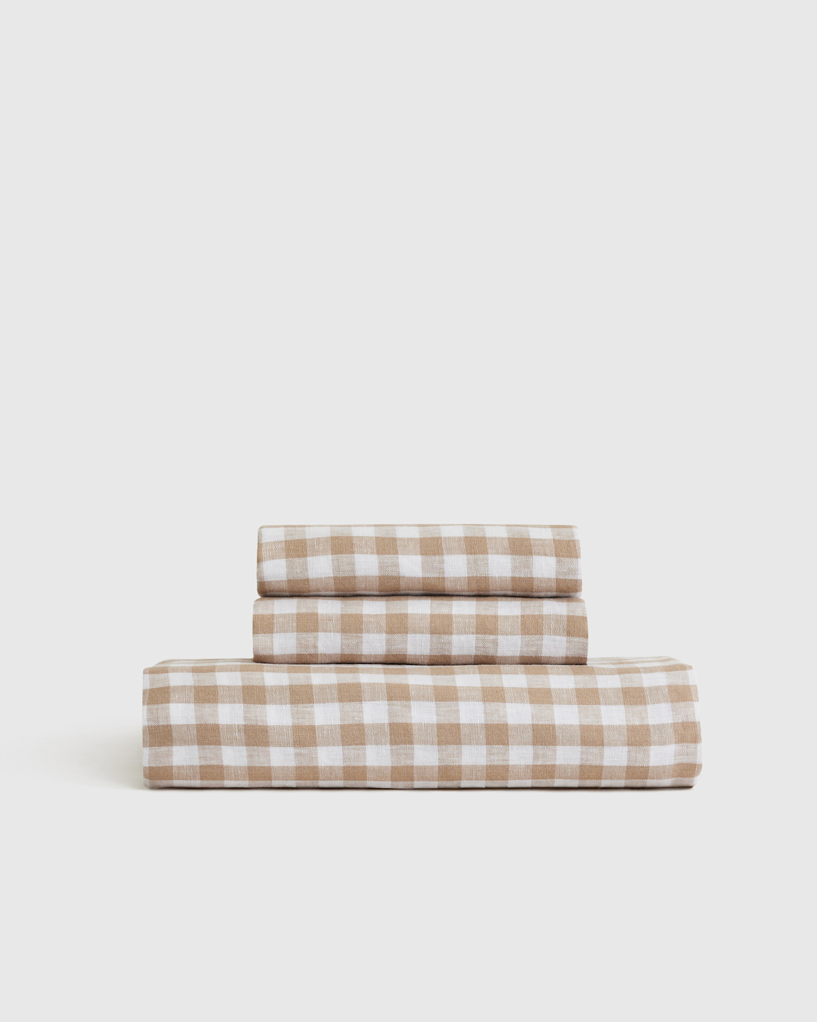 Gingham Percale Fitted Sheet Set CAFE 2134