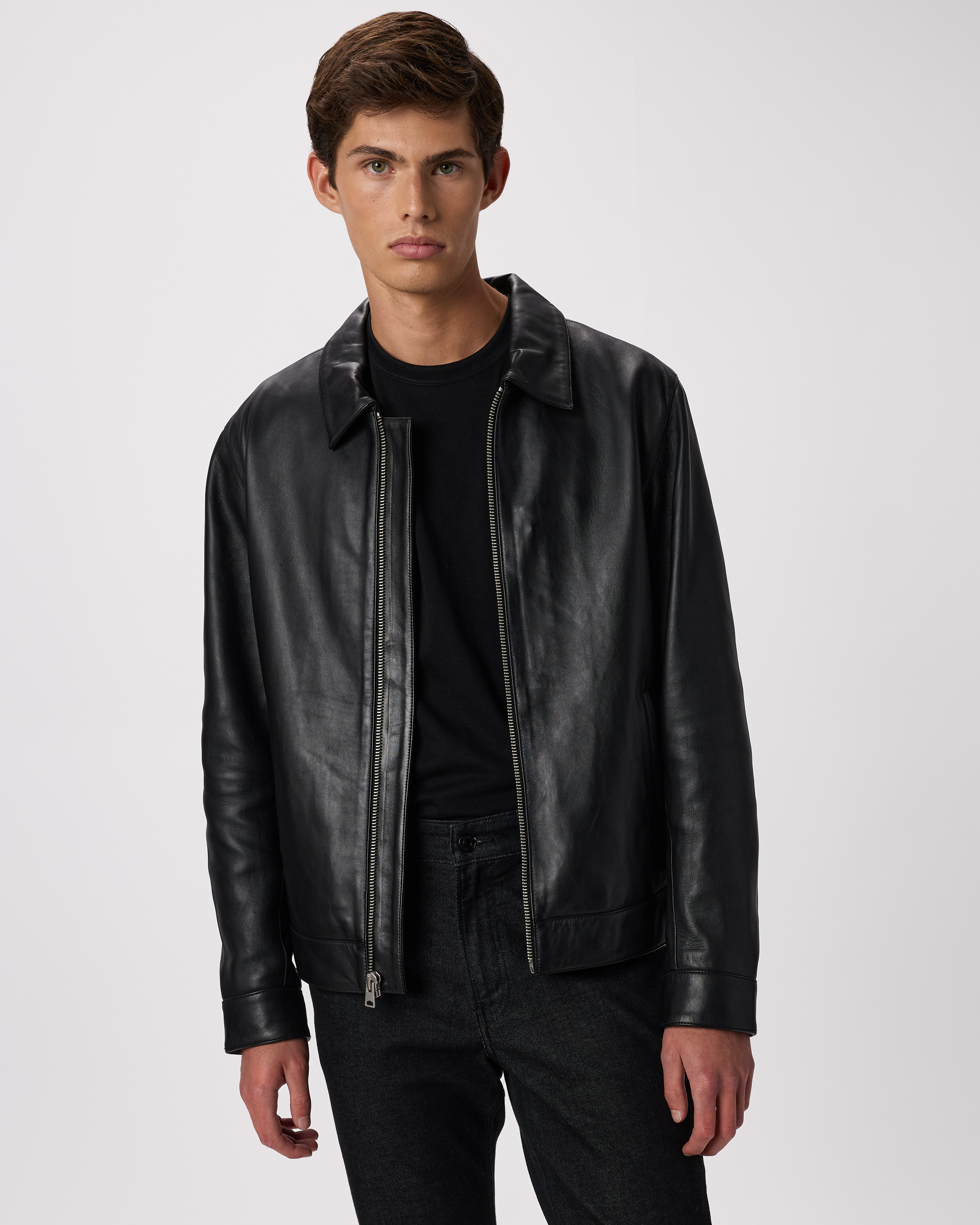 True Black Veste Harrington 100 % cuir