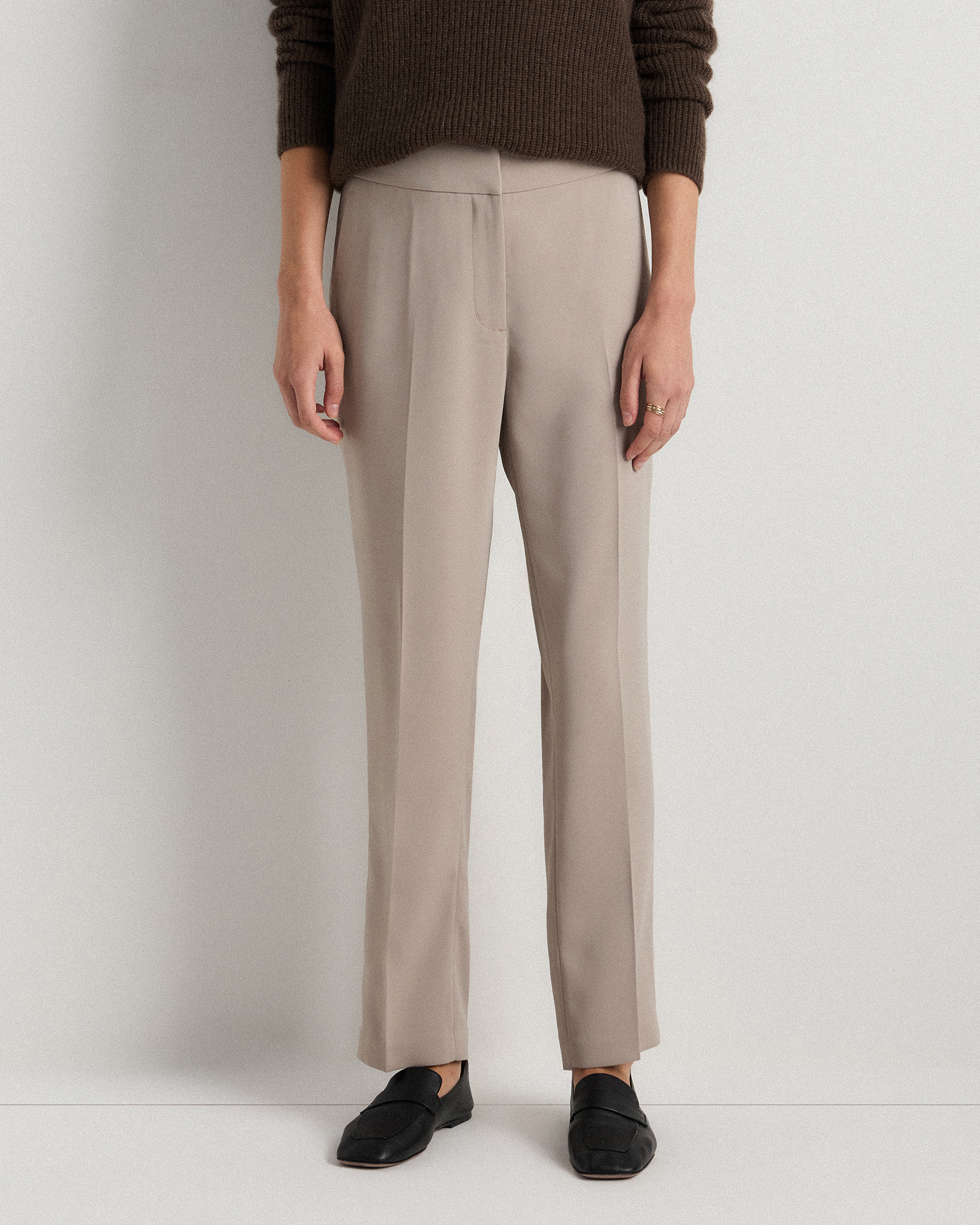 Quince Women's Stretch Crepe Ankle Pants In Brown